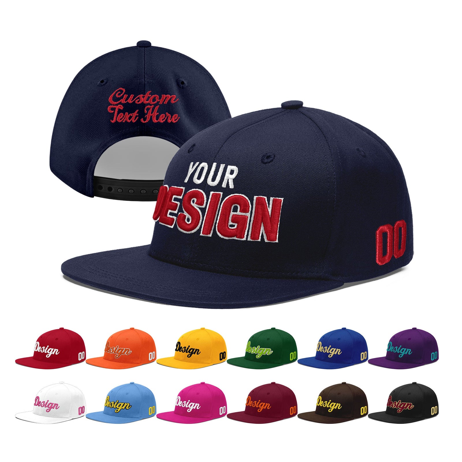 Custom Navy 3D Puff Embroidery Flat Embroidery Casual Sport Baseball Cap