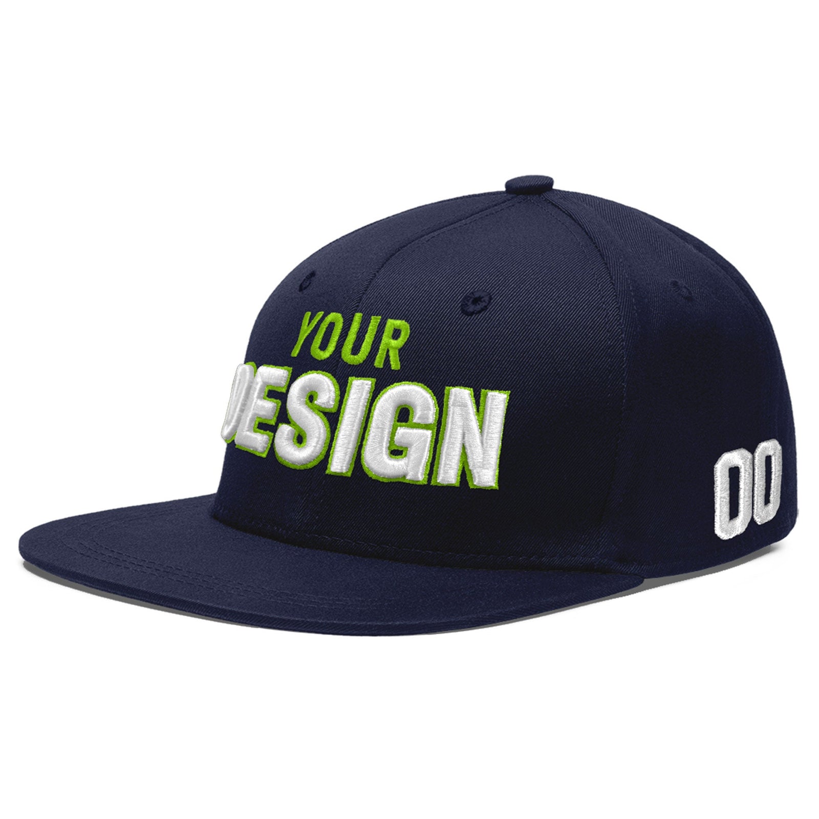 Custom Navy 3D Puff Embroidery Flat Embroidery Casual Sport Baseball Cap