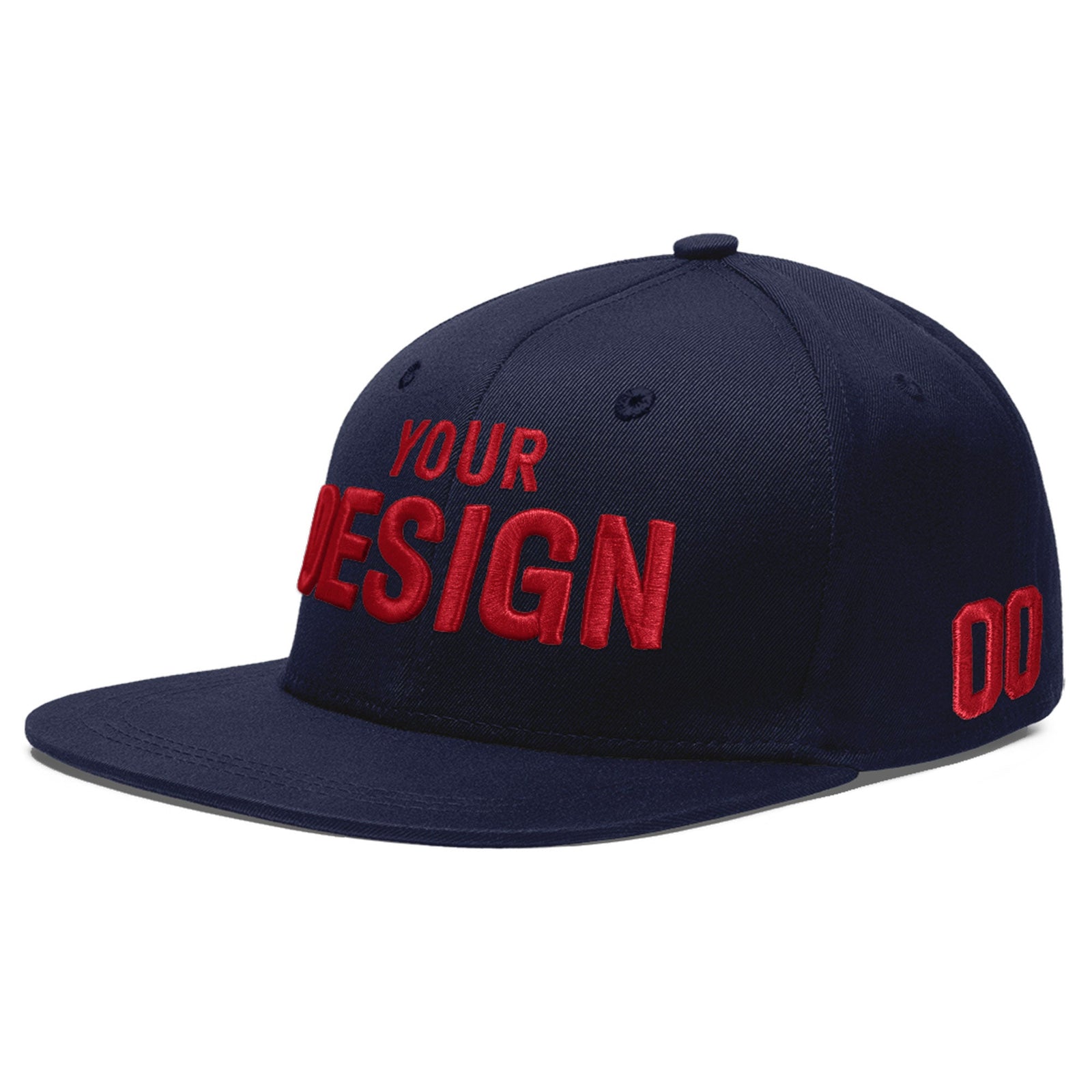 Custom Navy 3D Puff Embroidery Flat Embroidery Casual Sport Baseball Cap