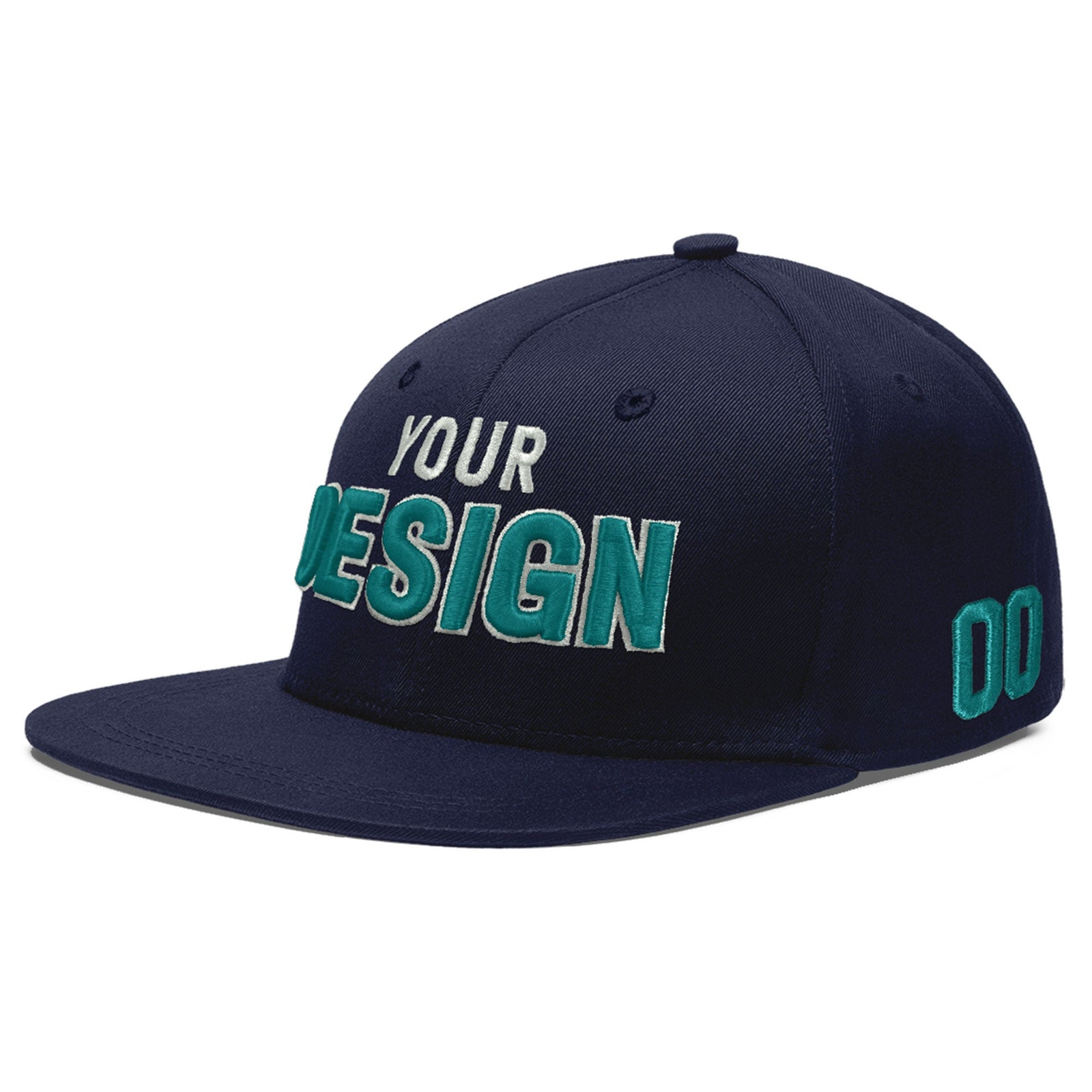 Custom Navy 3D Puff Embroidery Flat Embroidery Casual Sport Baseball Cap