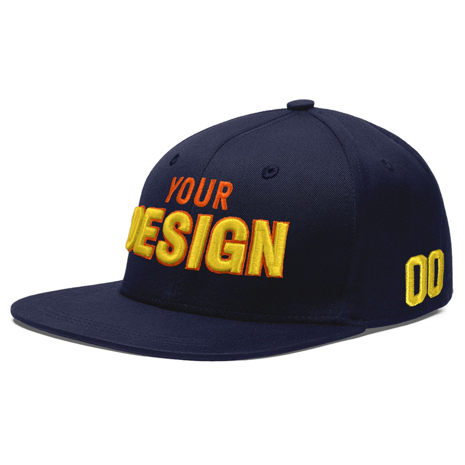 Custom Navy 3D Puff Embroidery Flat Embroidery Casual Sport Baseball Cap