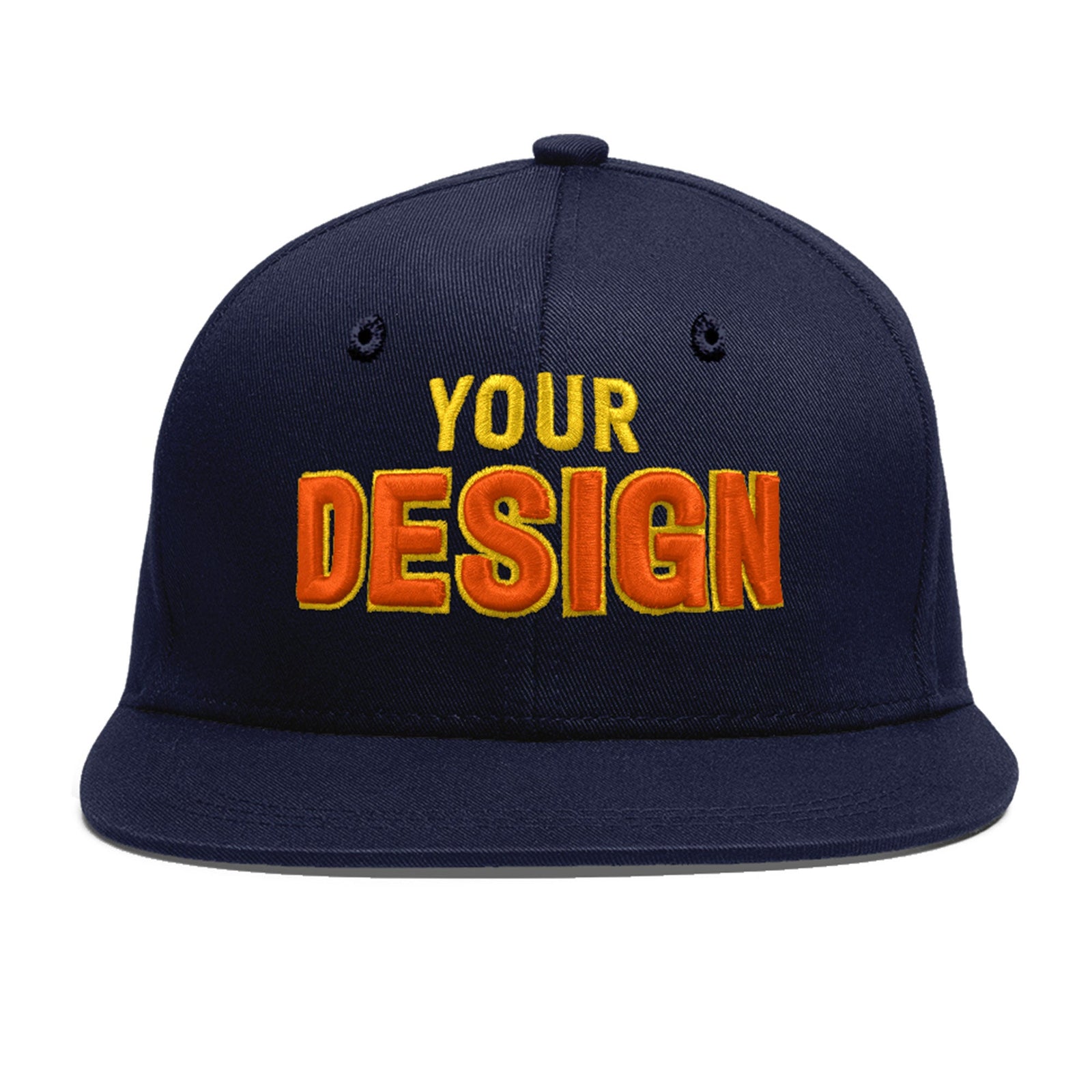 Custom Navy 3D Puff Embroidery Flat Embroidery Casual Sport Baseball Cap
