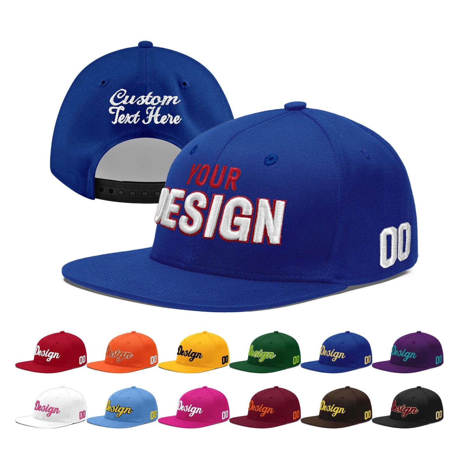 Custom Royal 3D Puff Embroidery Flat Embroidery Casual Sport Baseball Cap