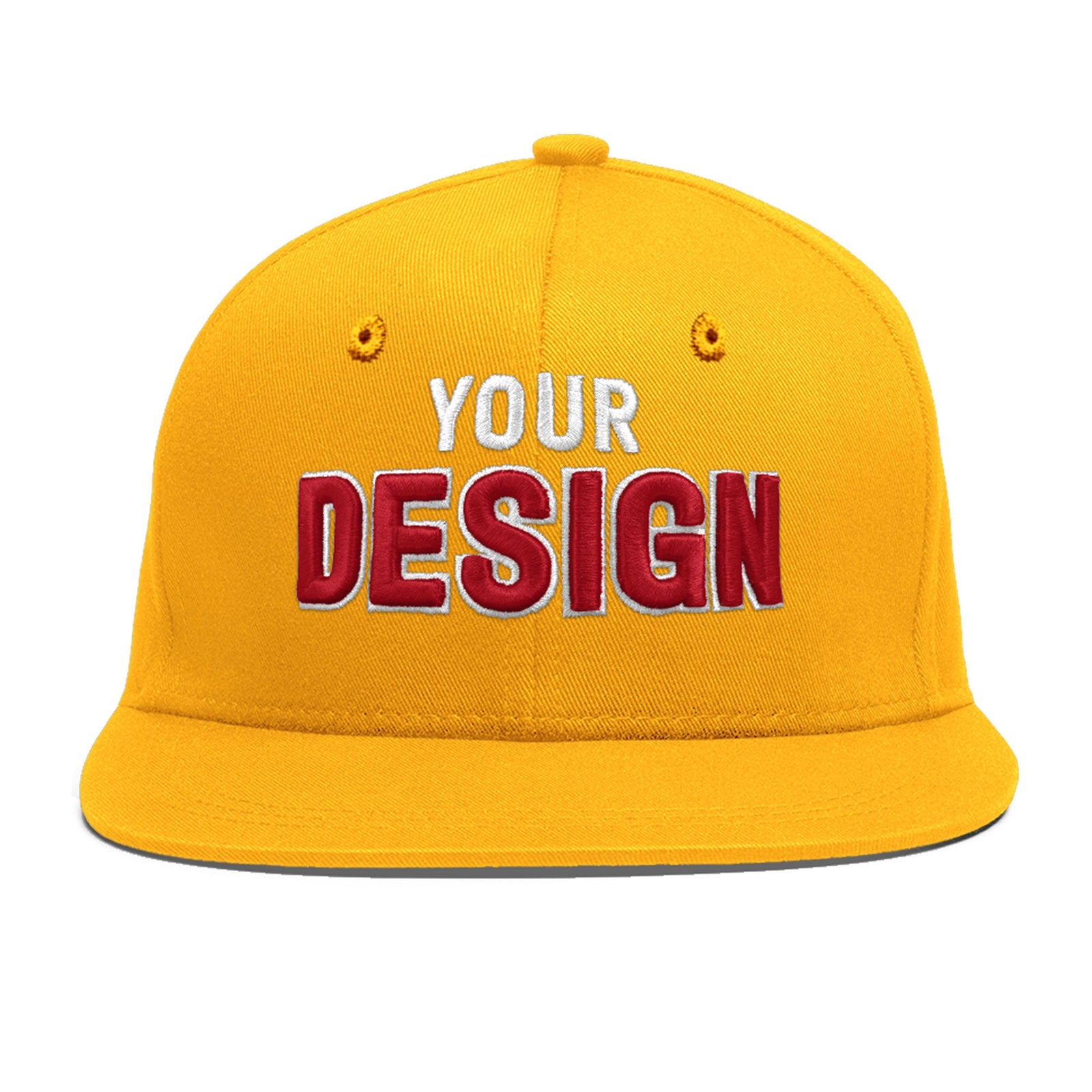 Custom Yellow 3D Puff Embroidery Flat Embroidery Casual Sport Baseball Cap