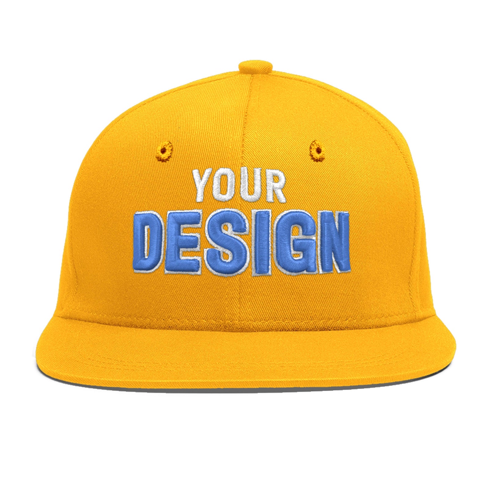 Custom Yellow 3D Puff Embroidery Flat Embroidery Casual Sport Baseball Cap