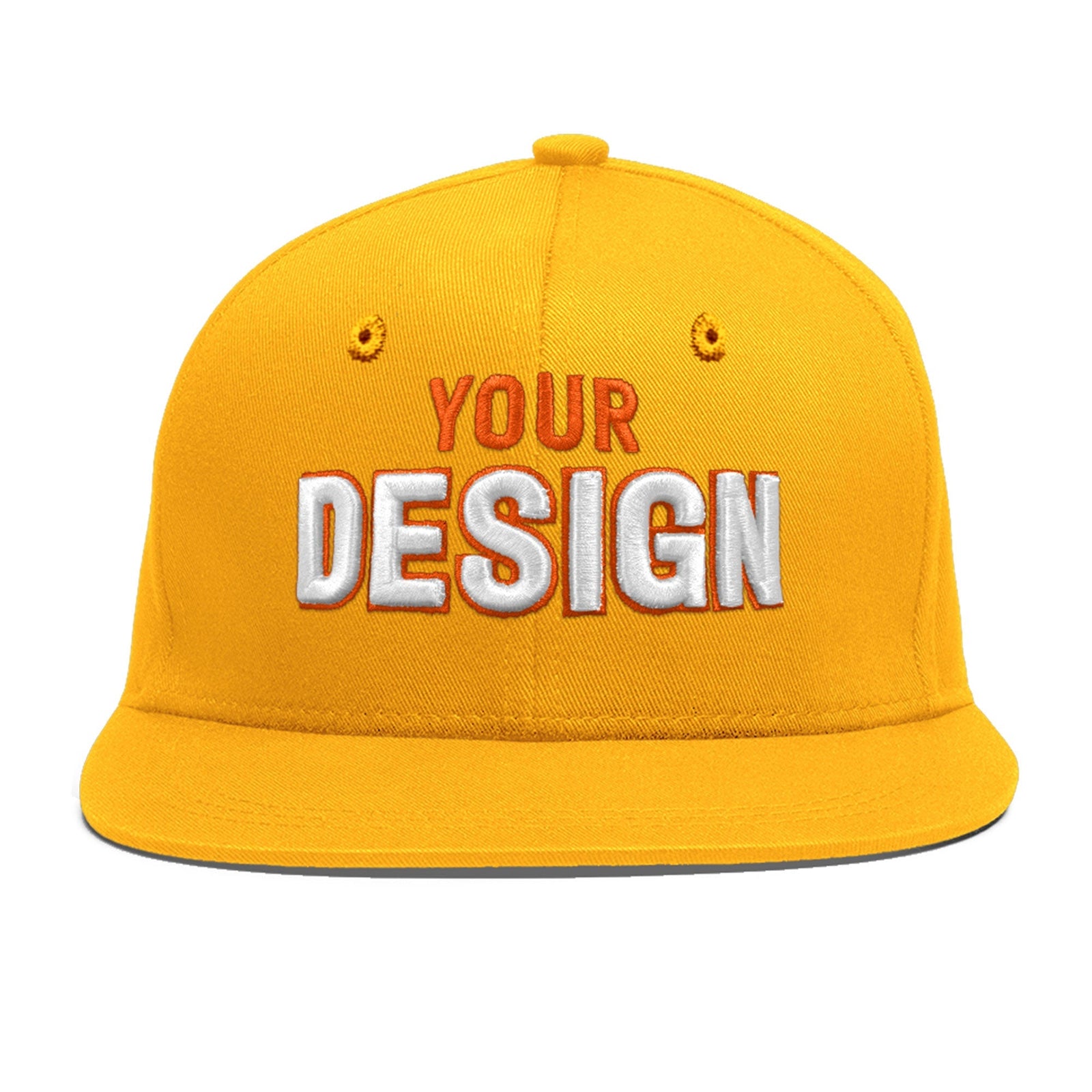 Custom Yellow 3D Puff Embroidery Flat Embroidery Casual Sport Baseball Cap