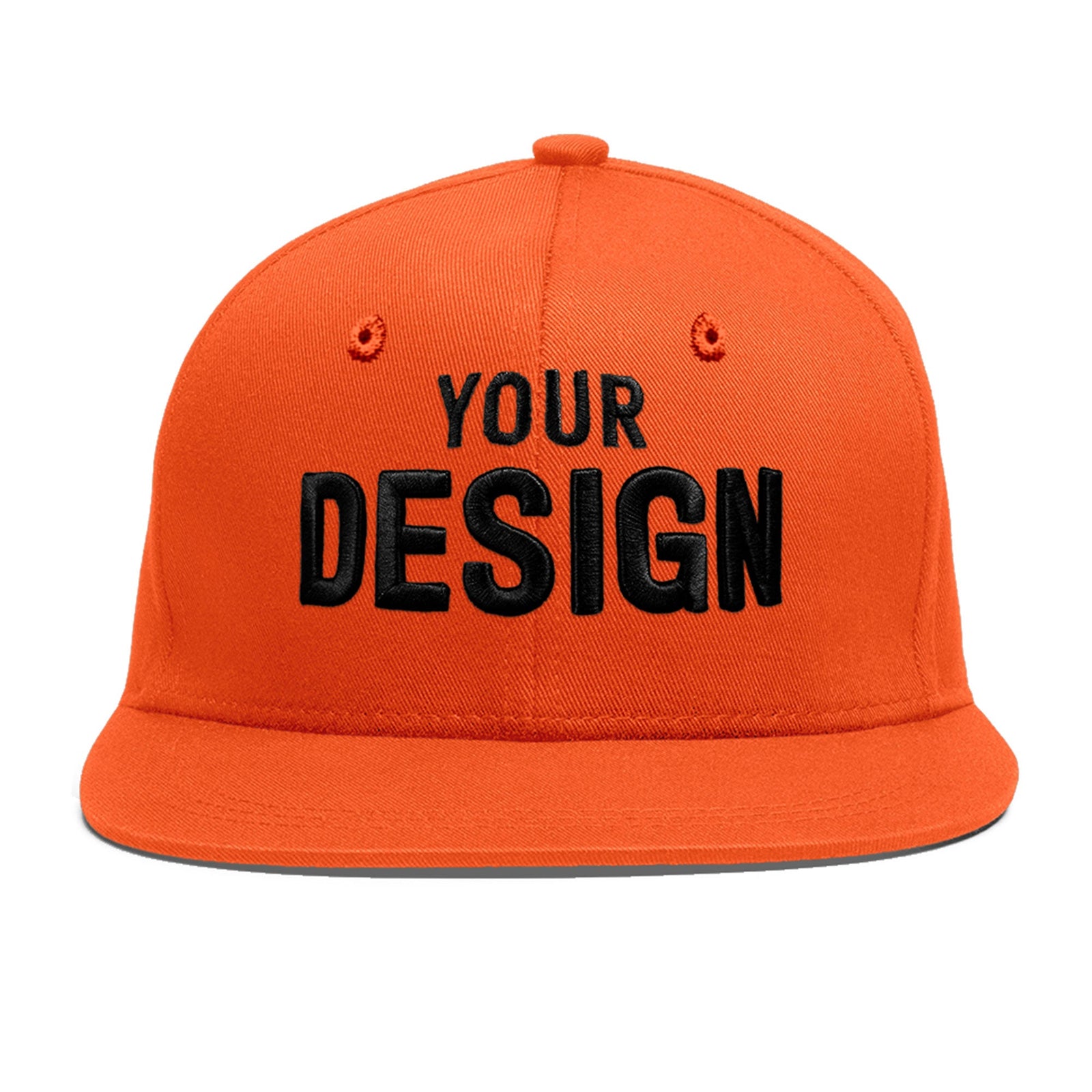 Custom Orange 3D Puff Embroidery Flat Embroidery Casual Sport Baseball Cap