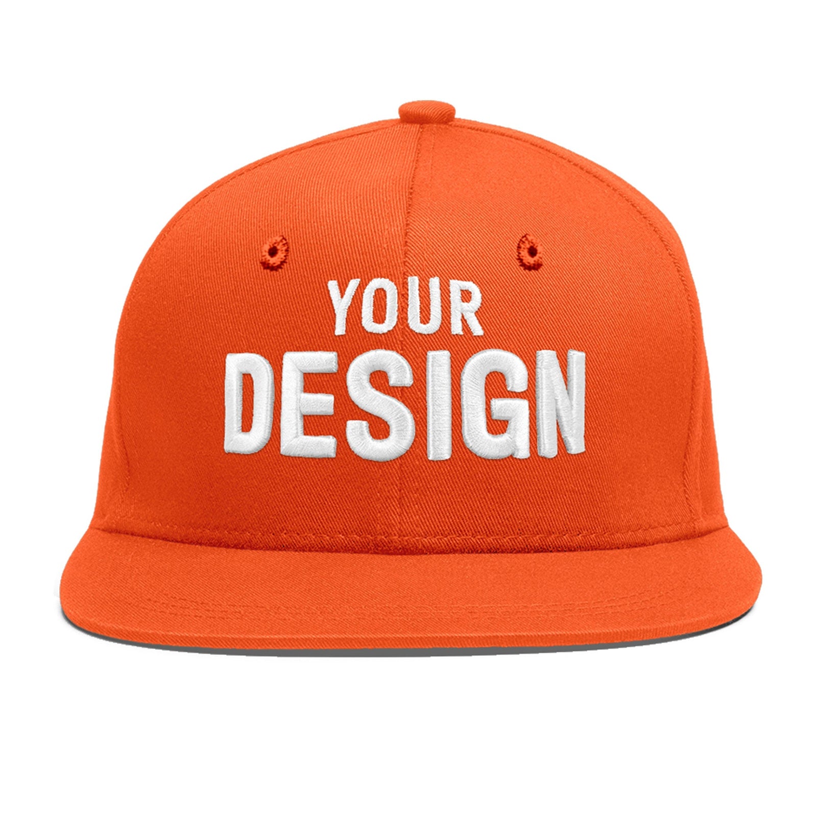 Custom Orange 3D Puff Embroidery Flat Embroidery Casual Sport Baseball Cap