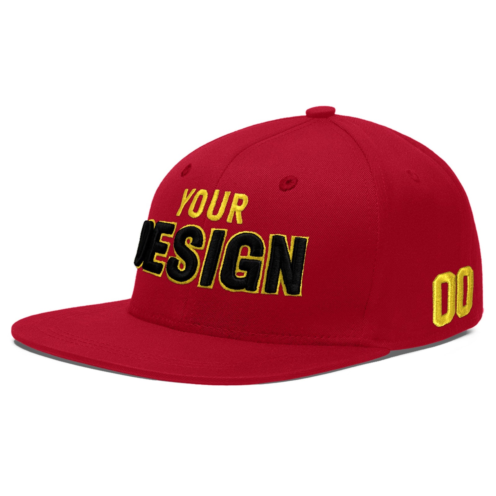 Custom Red 3D Puff Embroidery Flat Embroidery Casual Sport Baseball Cap