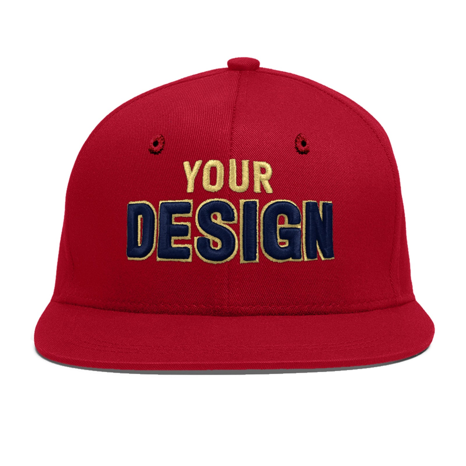 Custom Red 3D Puff Embroidery Flat Embroidery Casual Sport Baseball Cap