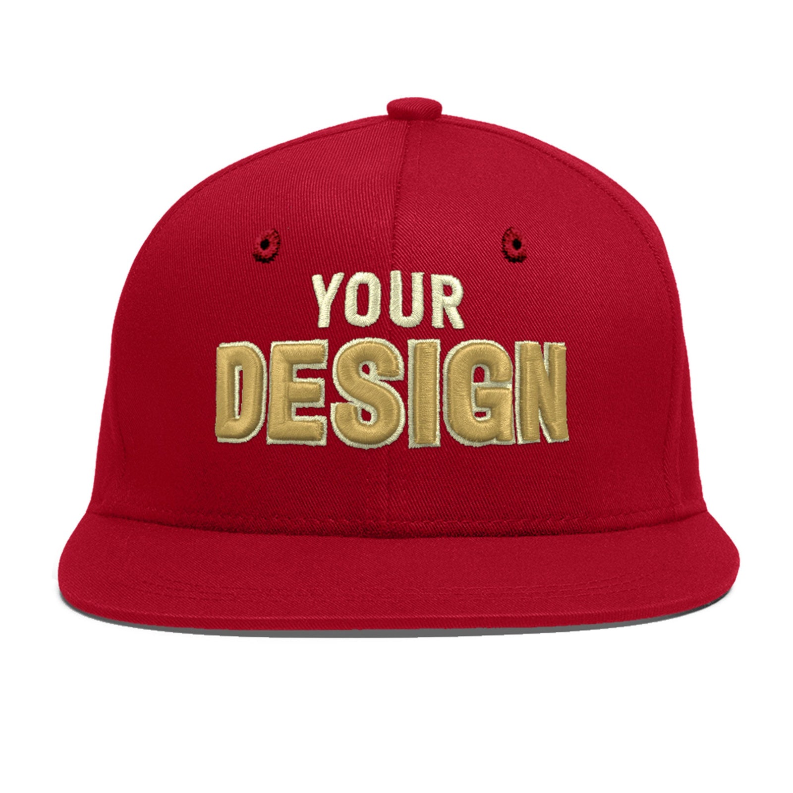 Custom Red 3D Puff Embroidery Flat Embroidery Casual Sport Baseball Cap
