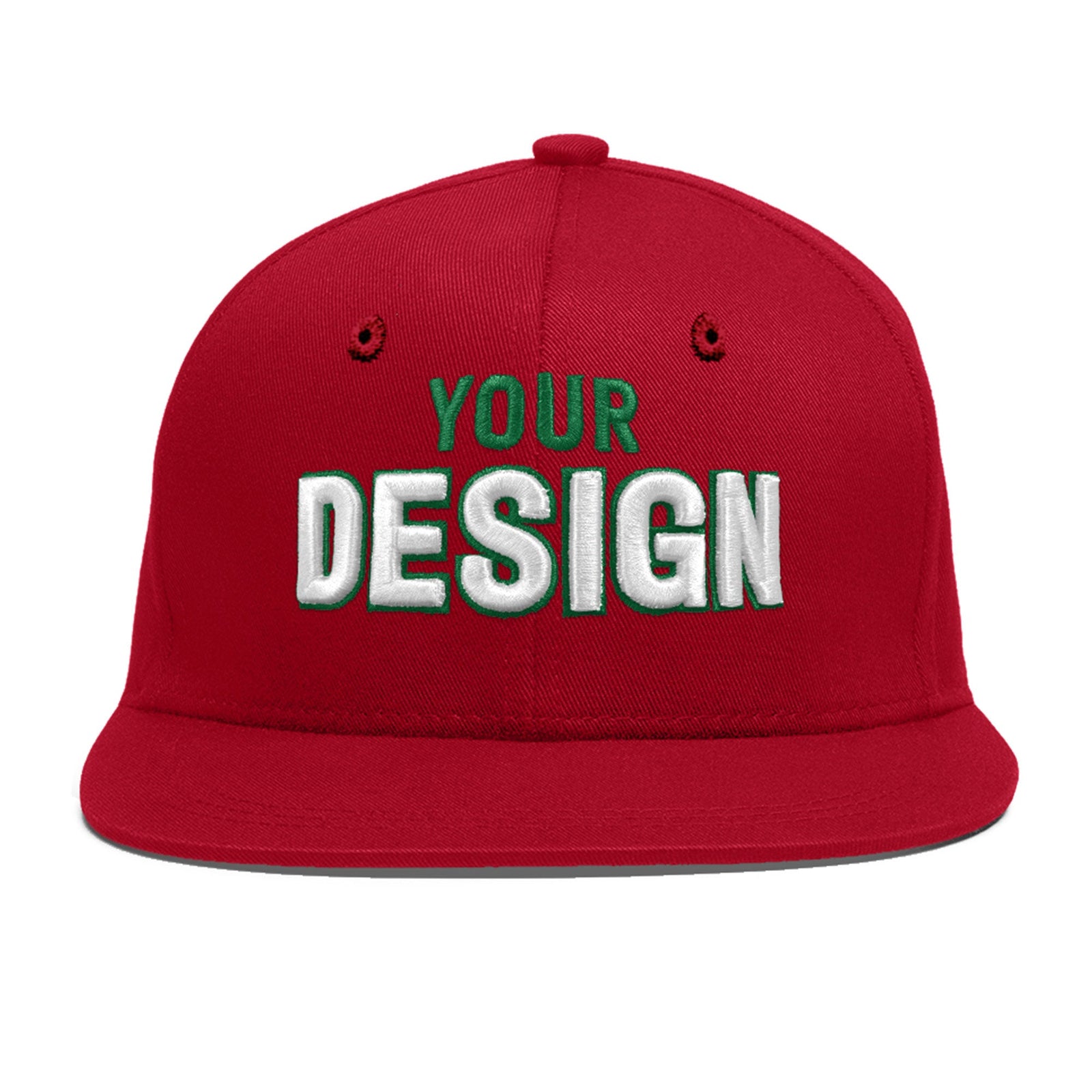 Custom Red 3D Puff Embroidery Flat Embroidery Casual Sport Baseball Cap