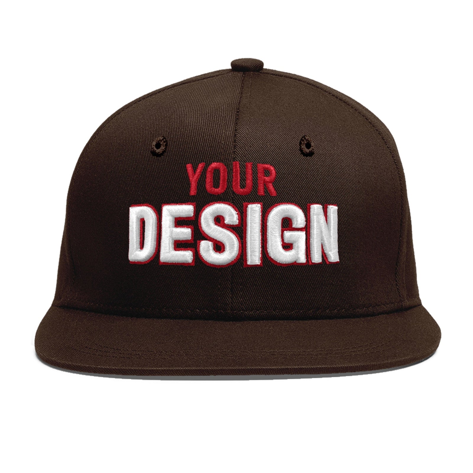 Custom Brown 3D Puff Embroidery Flat Embroidery Casual Sport Baseball Cap
