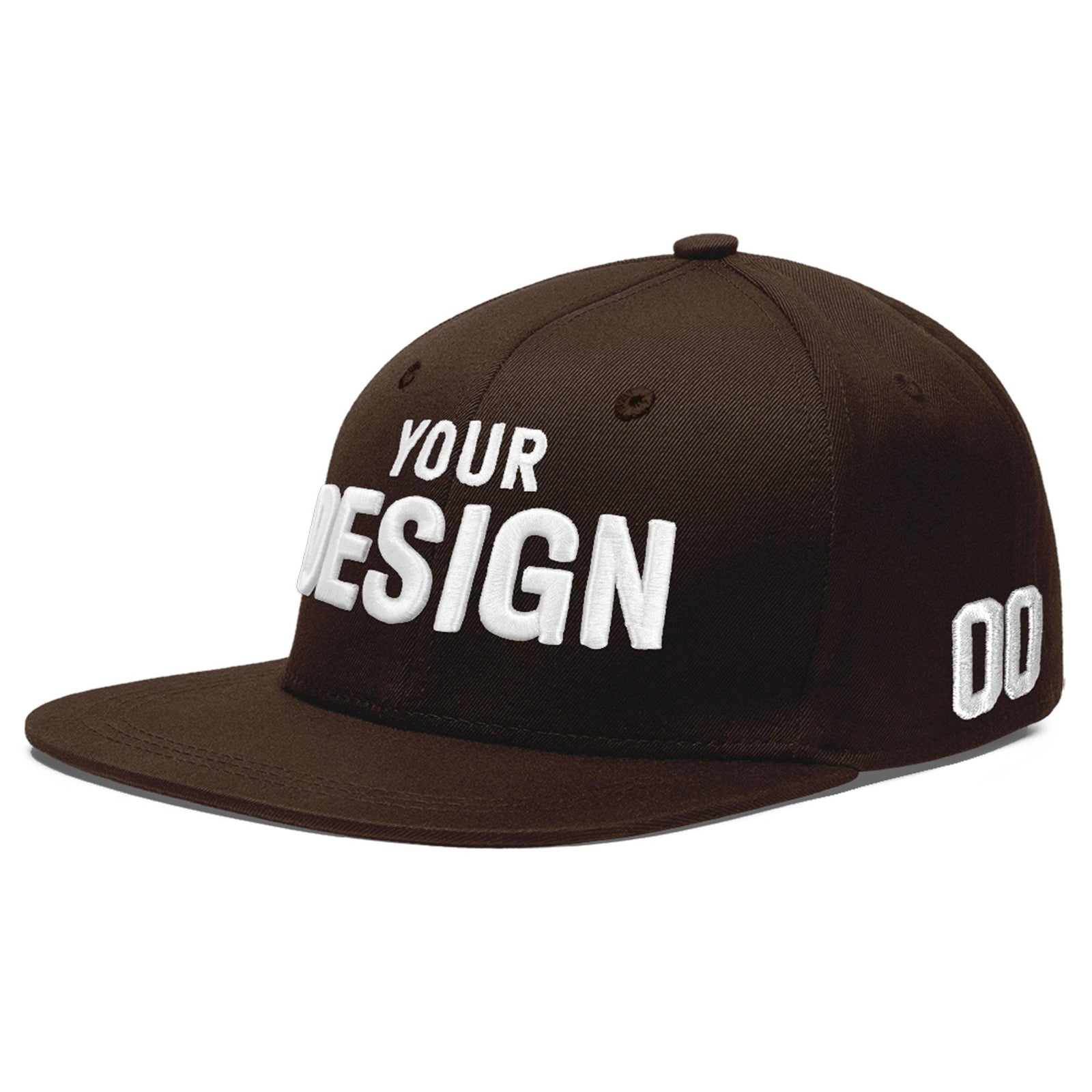 Custom Brown 3D Puff Embroidery Flat Embroidery Casual Sport Baseball Cap