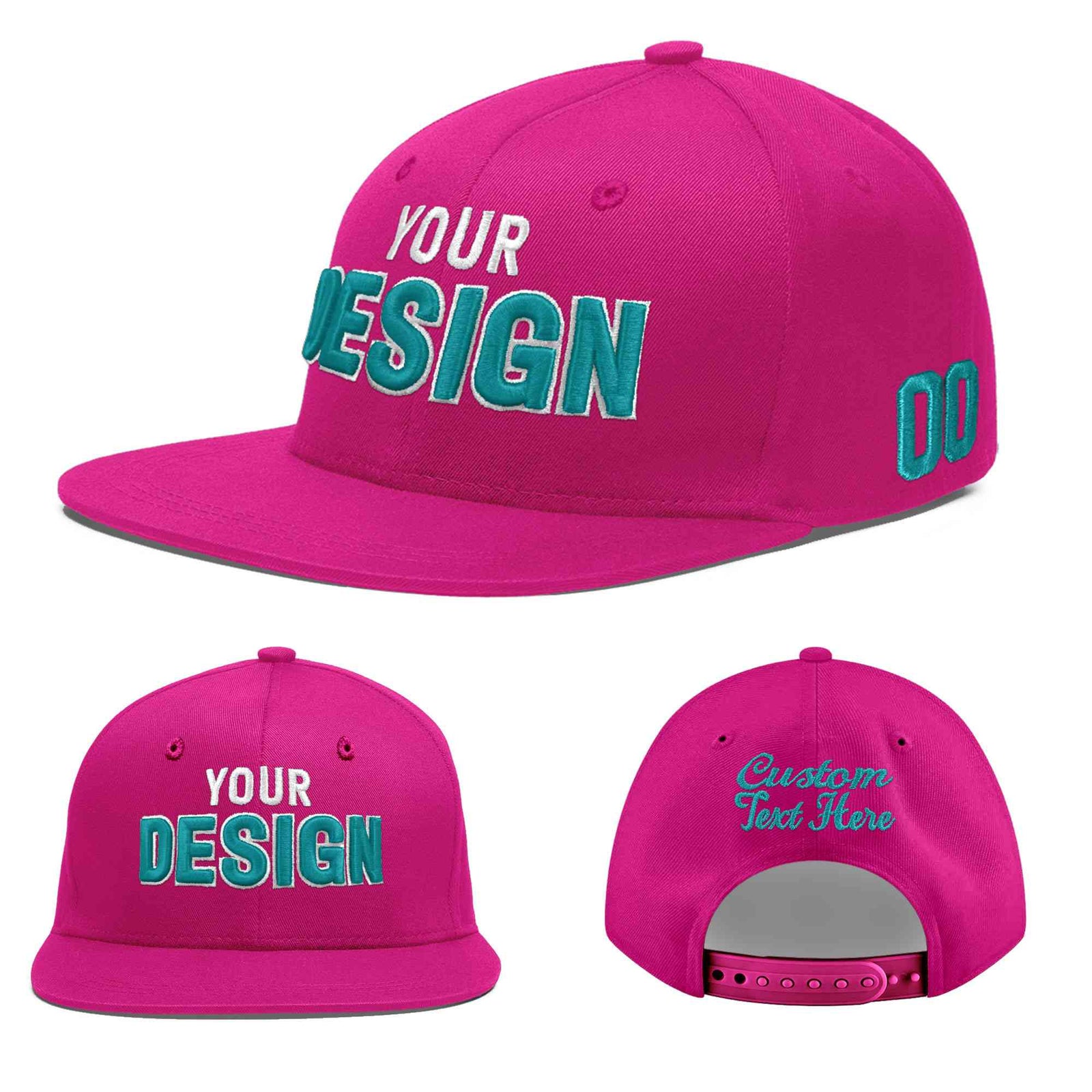 Custom Rose Red 3D Puff Embroidery Flat Embroidery Casual Sport Baseball Cap