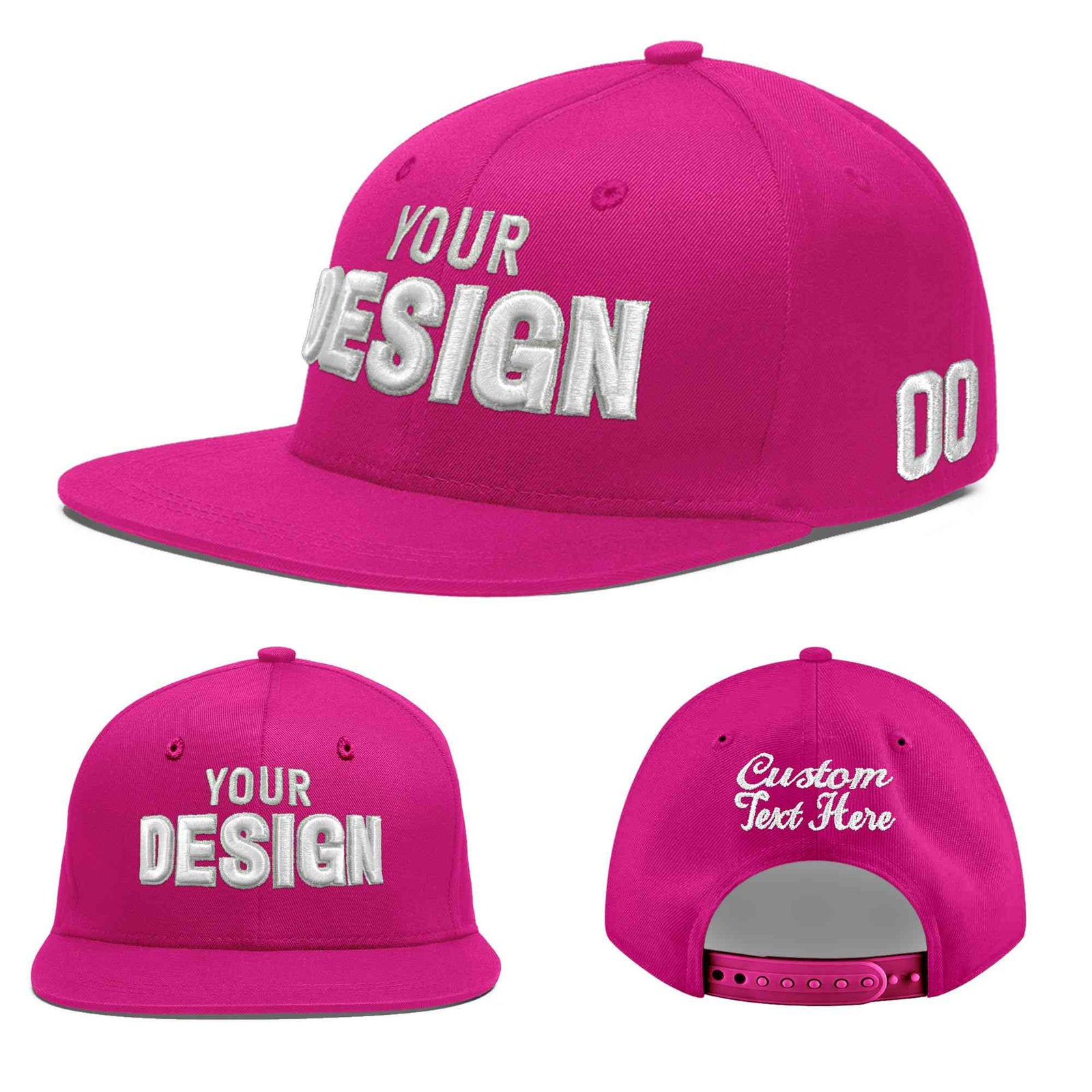 Custom Rose Red 3D Puff Embroidery Flat Embroidery Casual Sport Baseball Cap