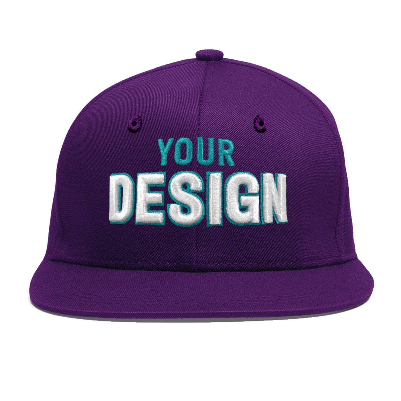 Custom Purple 3D Puff Embroidery Flat Embroidery Casual Sport Baseball Cap