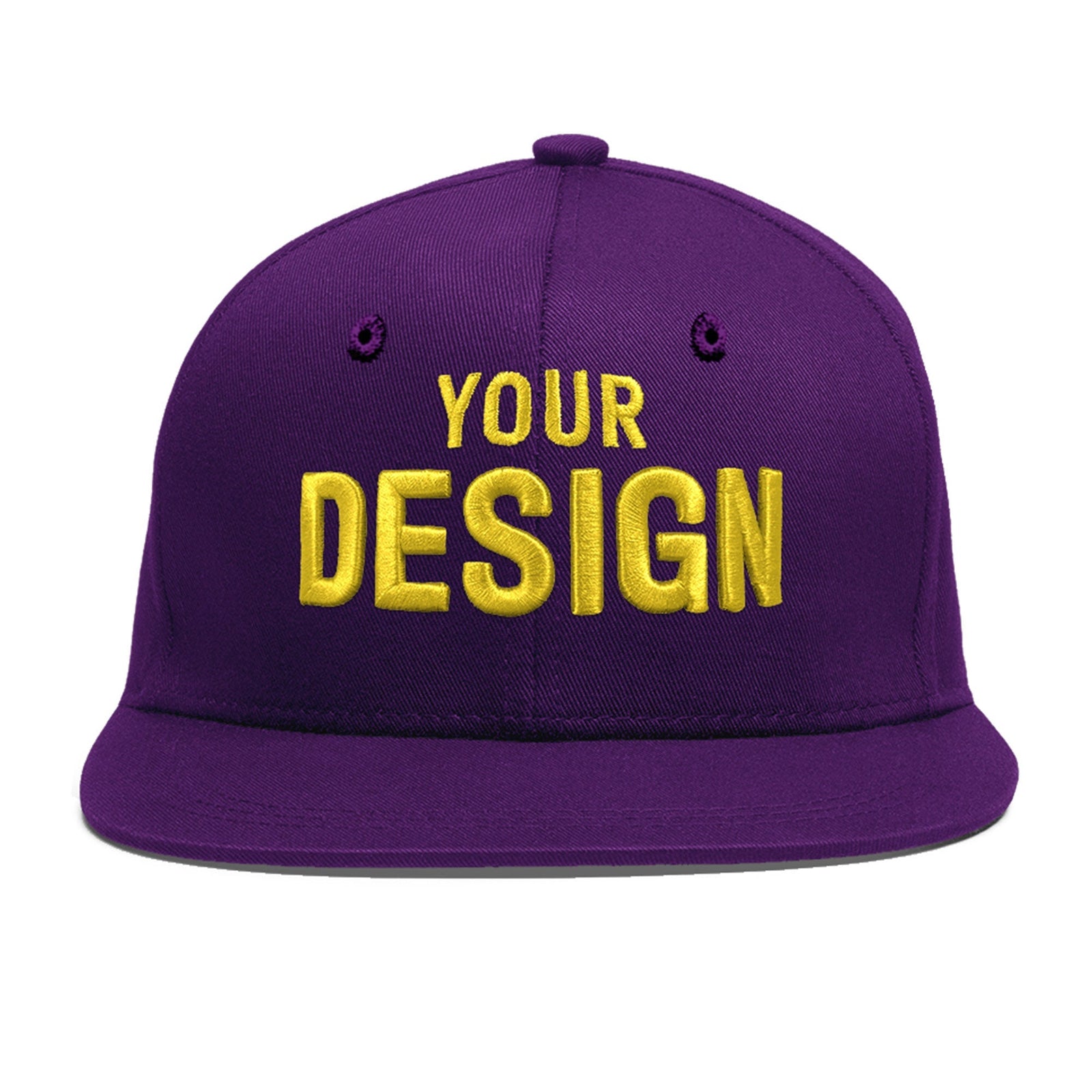Custom Purple 3D Puff Embroidery Flat Embroidery Casual Sport Baseball Cap