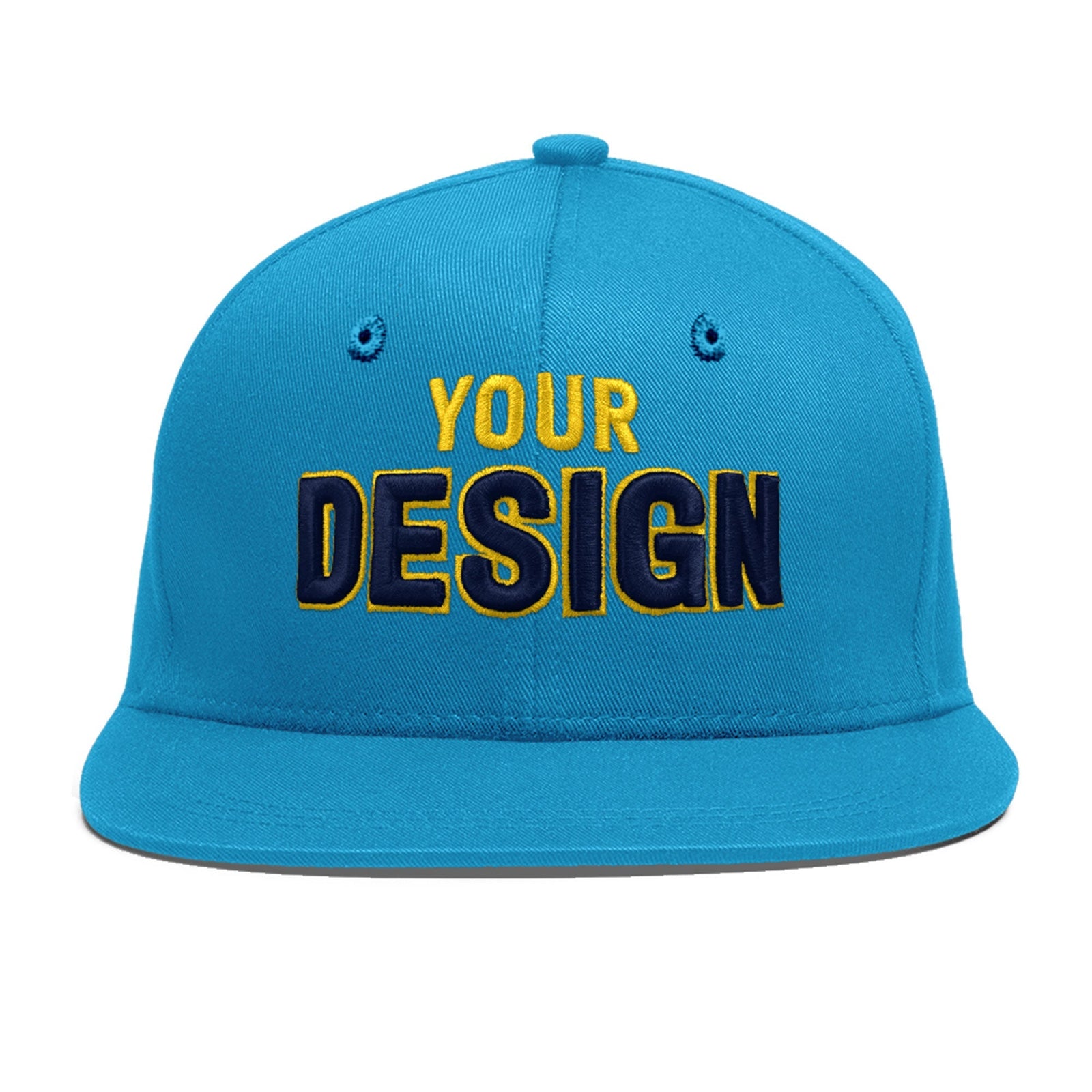 Custom Light Blue 3D Puff Embroidery Flat Embroidery Casual Sport Baseball Cap