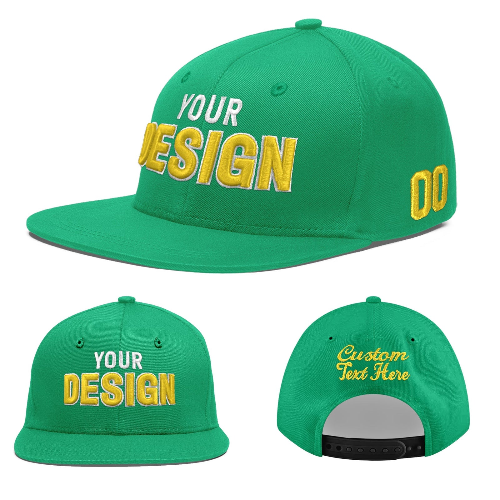 Custom Aqua 3D Puff Embroidery Flat Embroidery Casual Sport Baseball Cap