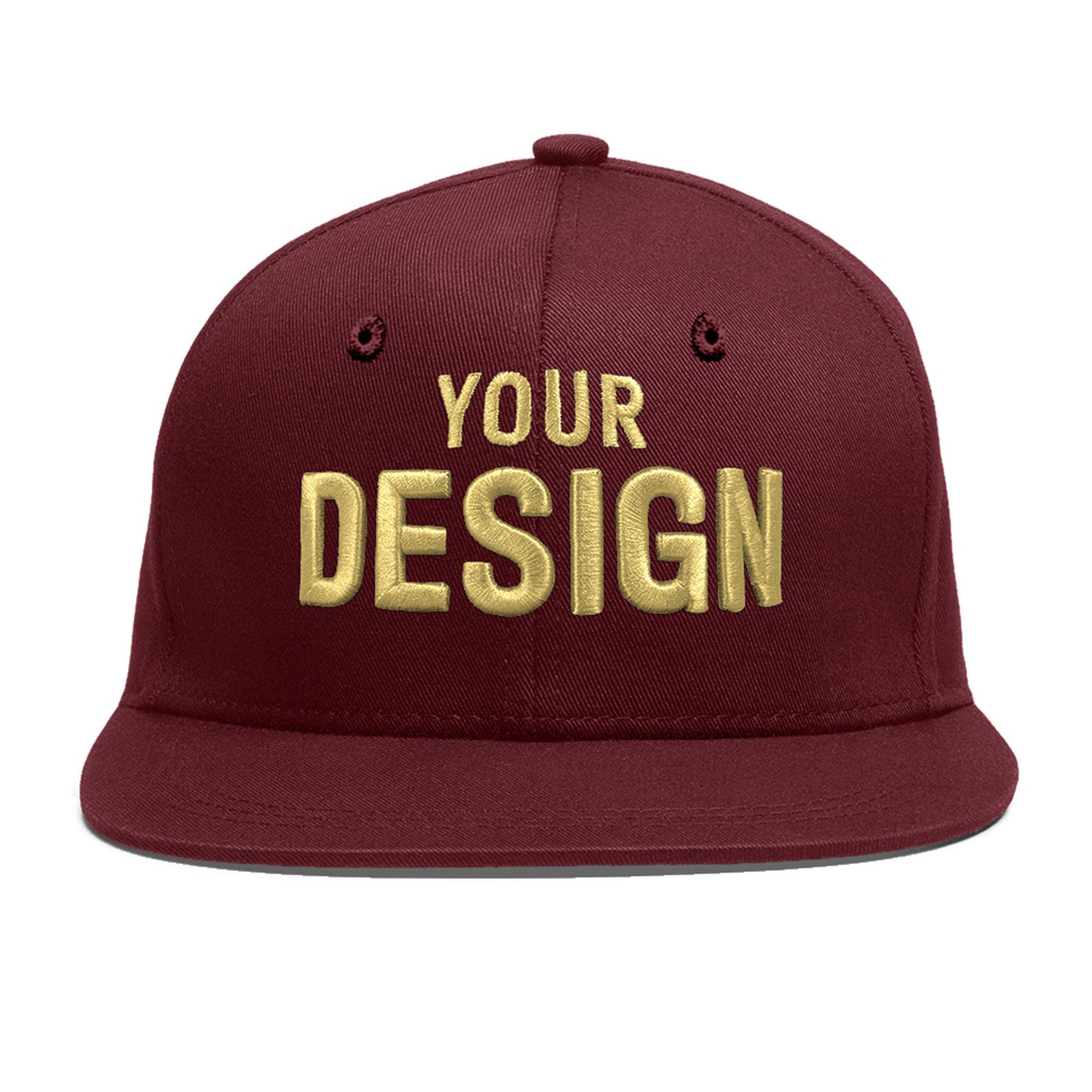 Custom Maroon 3D Puff Embroidery Flat Embroidery Casual Sport Baseball Cap