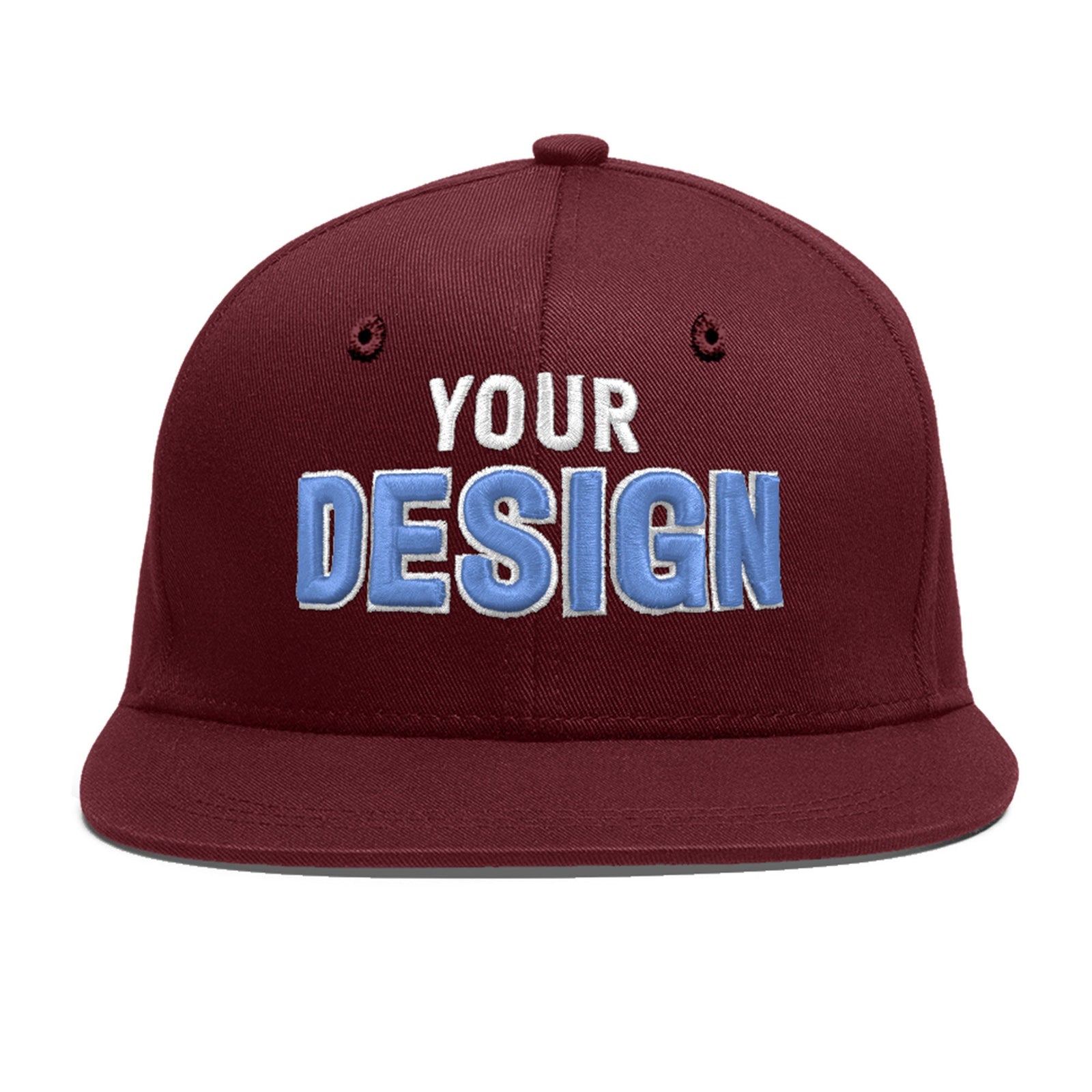 Custom Maroon 3D Puff Embroidery Flat Embroidery Casual Sport Baseball Cap