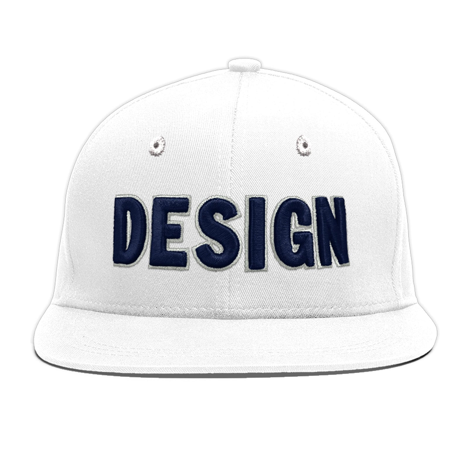 Custom White 3D Puff Embroidery Flat Embroidery Casual Sport Baseball Cap