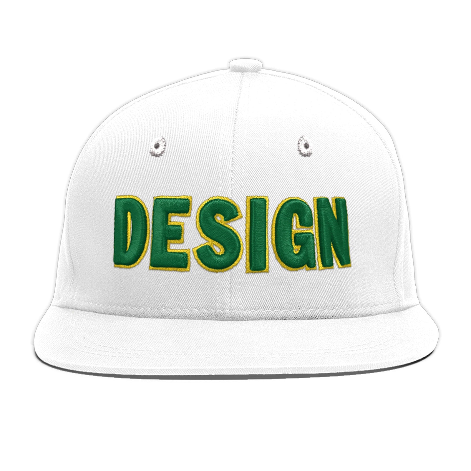 Custom White 3D Puff Embroidery Flat Embroidery Casual Sport Baseball Cap