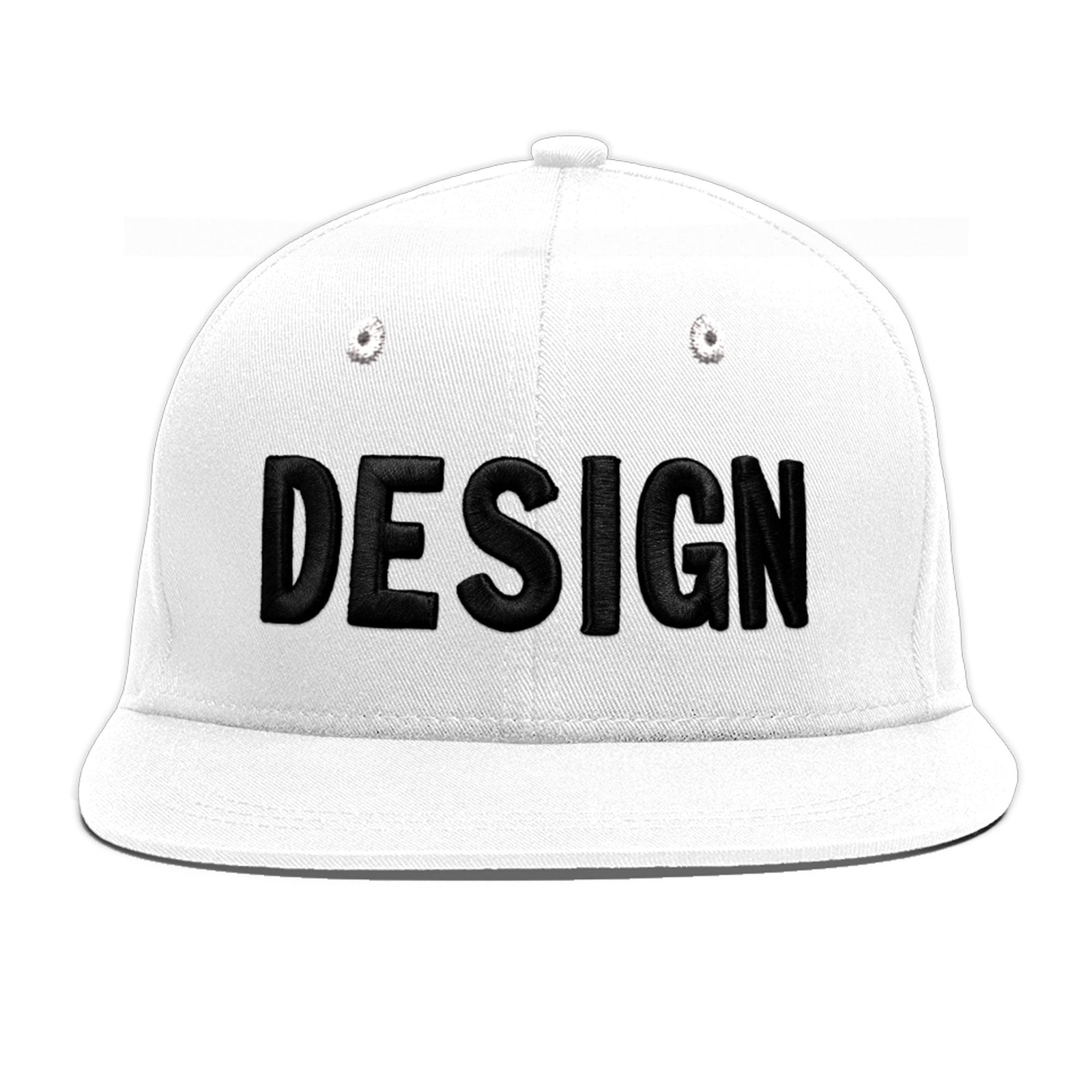 Custom White 3D Puff Embroidery Flat Embroidery Casual Sport Baseball Cap