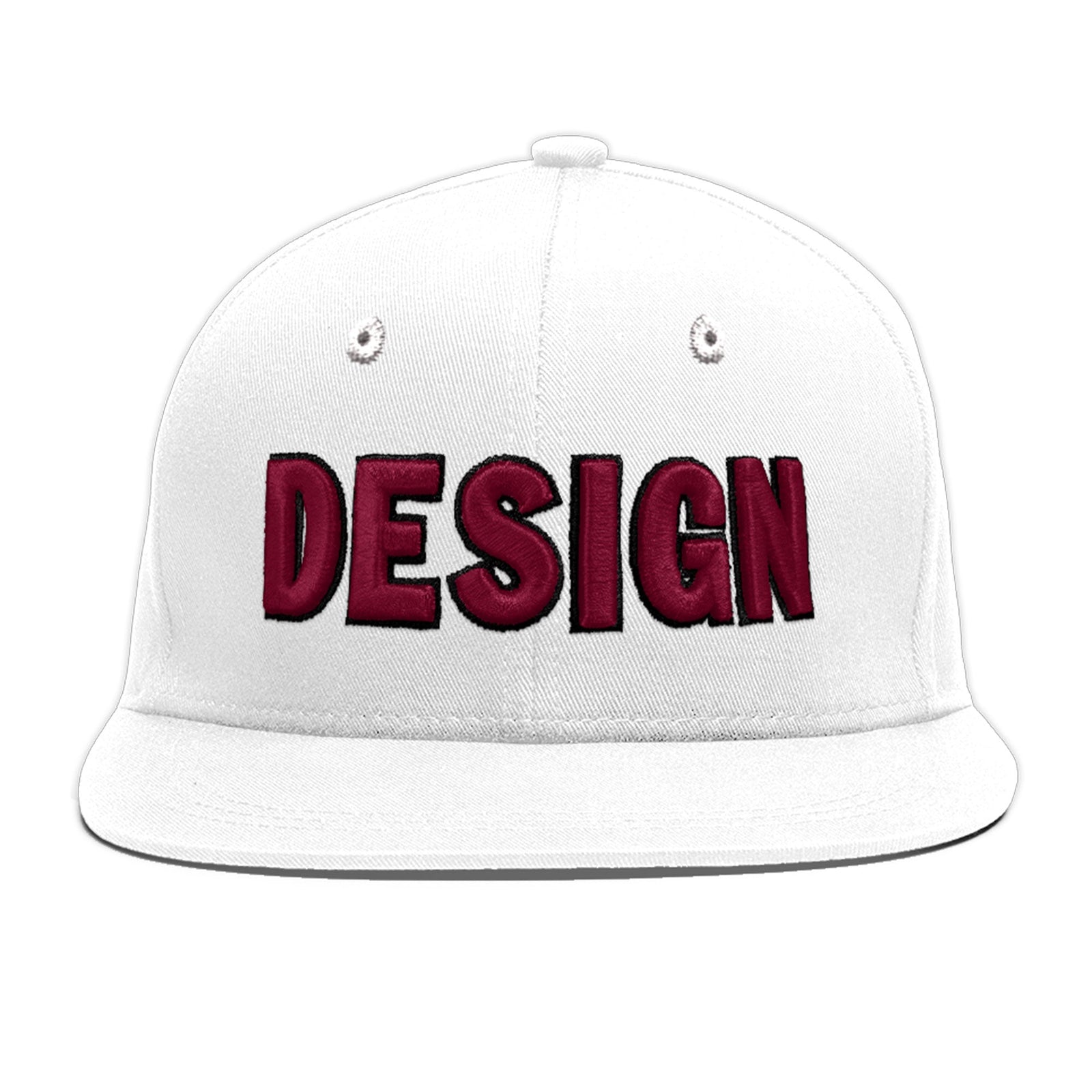 Custom White 3D Puff Embroidery Flat Embroidery Casual Sport Baseball Cap