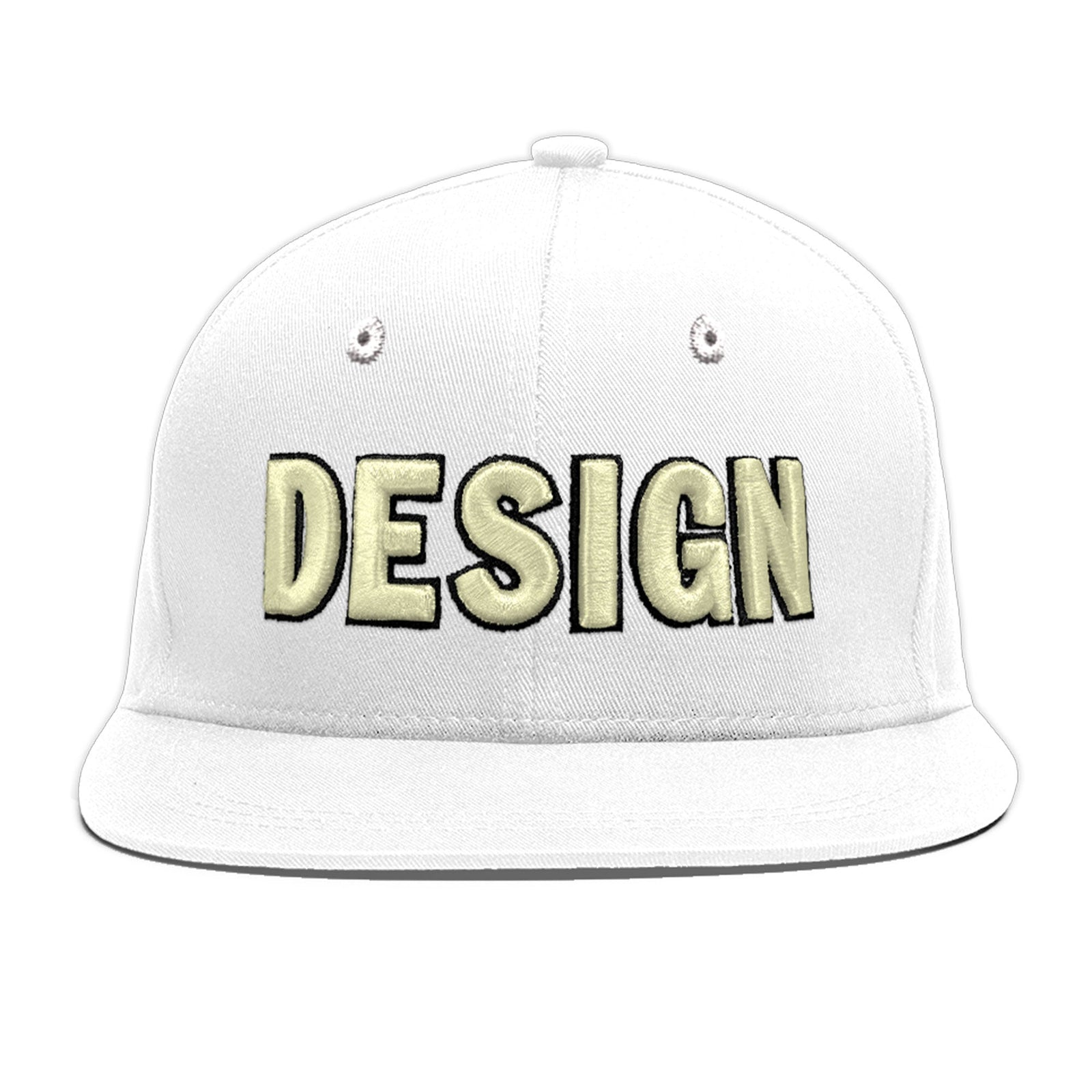 Custom White 3D Puff Embroidery Flat Embroidery Casual Sport Baseball Cap