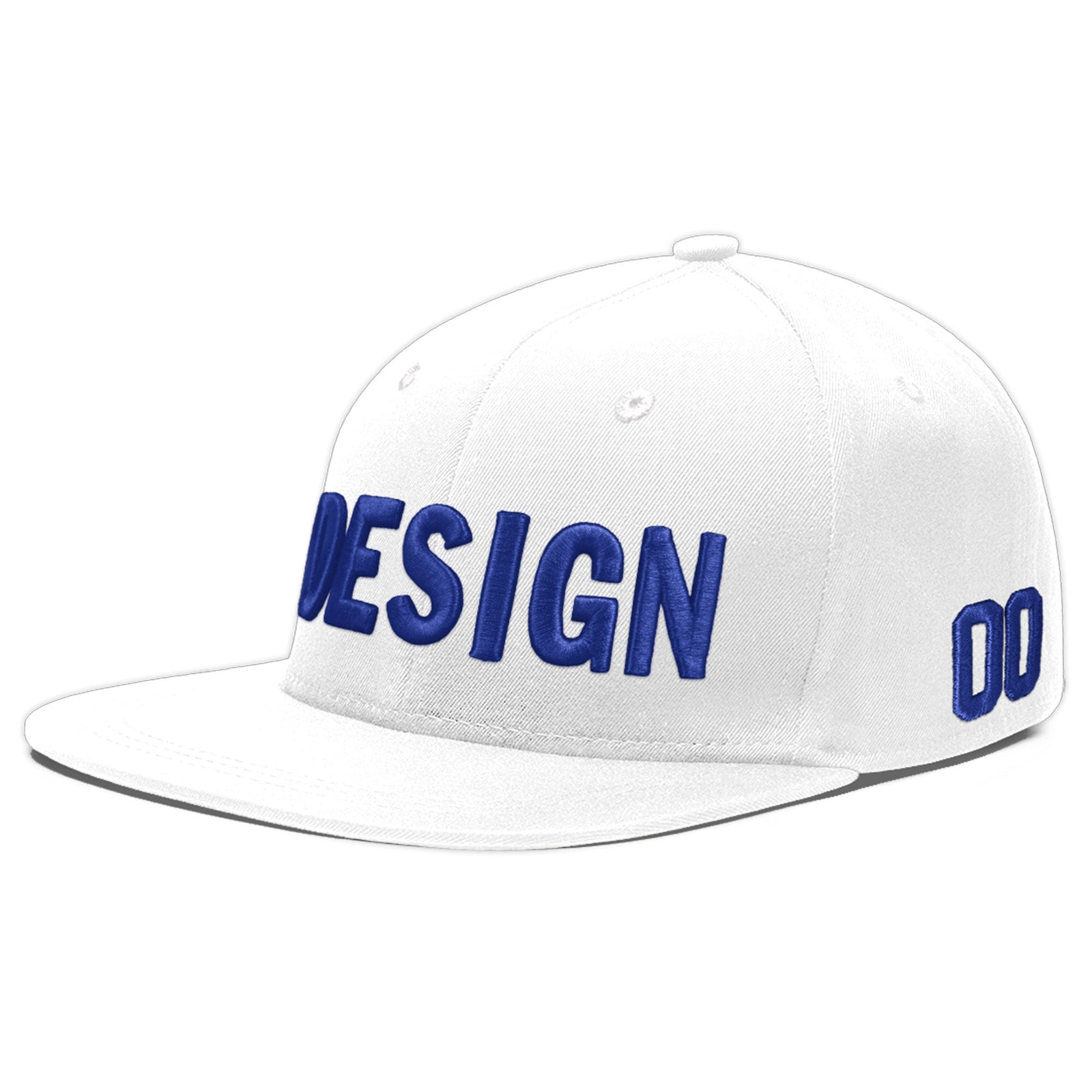 Custom White 3D Puff Embroidery Flat Embroidery Casual Sport Baseball Cap