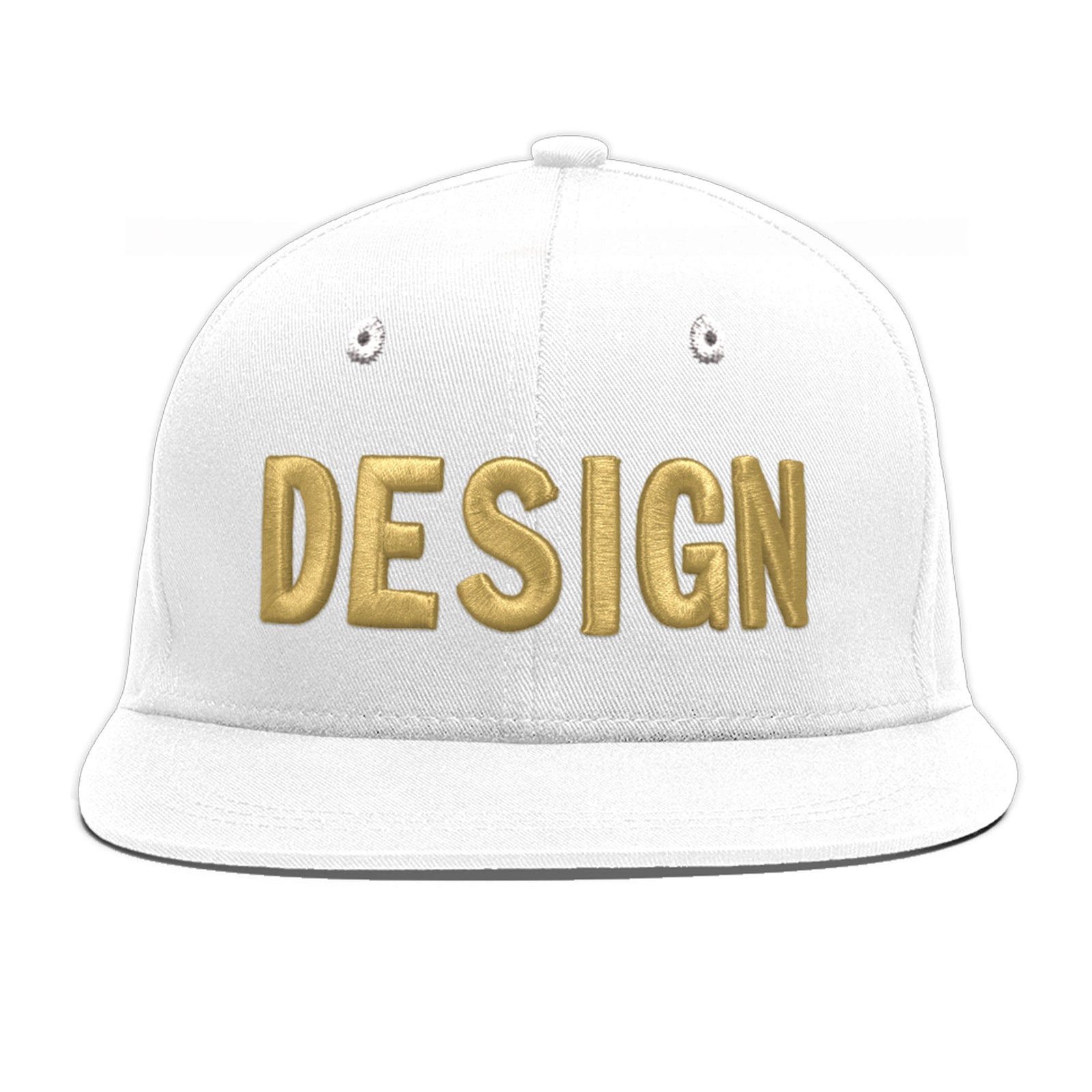 Custom White 3D Puff Embroidery Flat Embroidery Casual Sport Baseball Cap