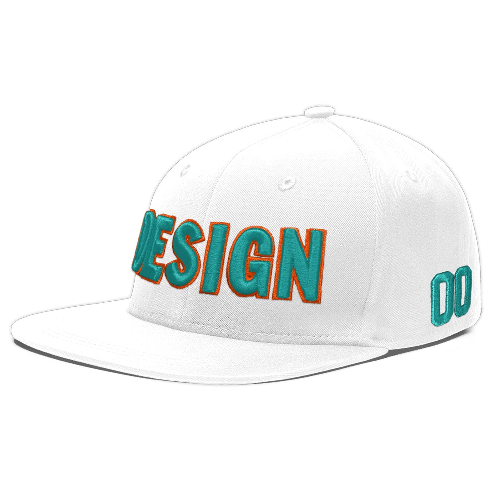 Custom White 3D Puff Embroidery Flat Embroidery Casual Sport Baseball Cap