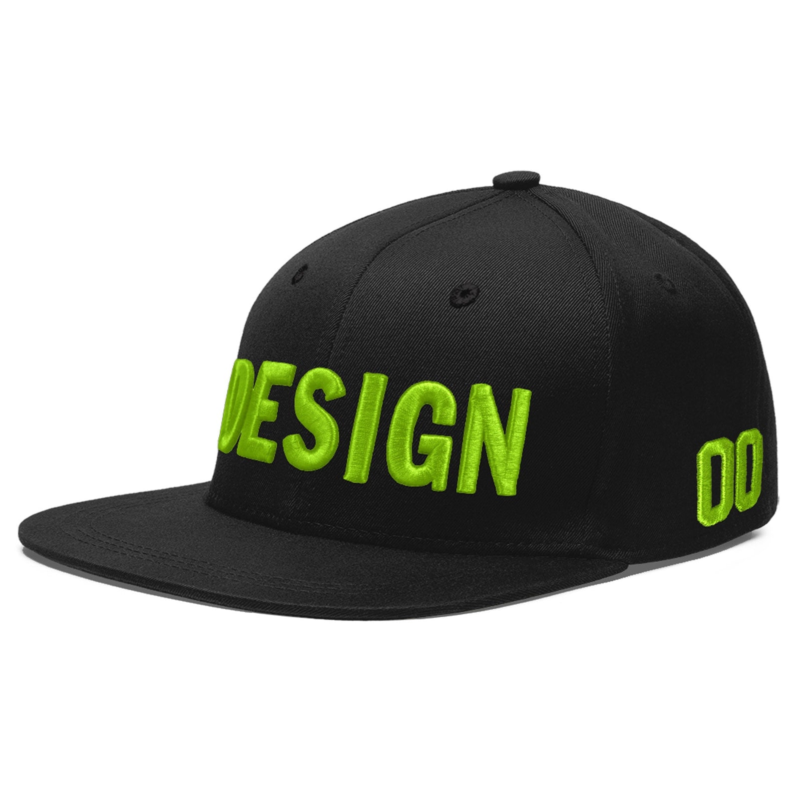 Custom Black 3D Puff Embroidery Flat Embroidery Casual Sport Baseball Cap