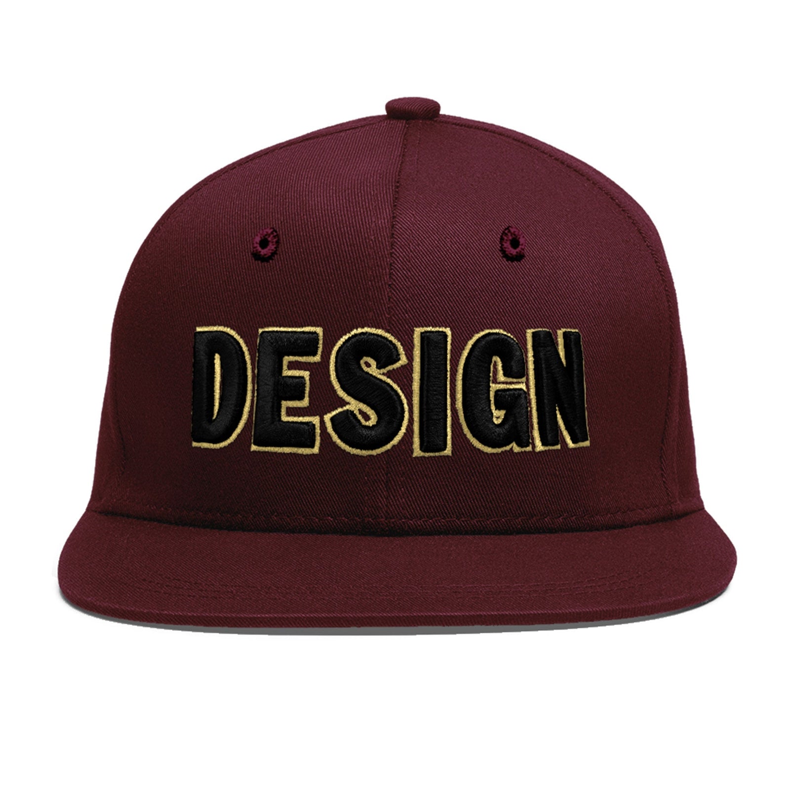 Custom Burgundy 3D Puff Embroidery Flat Embroidery Casual Sport Baseball Cap