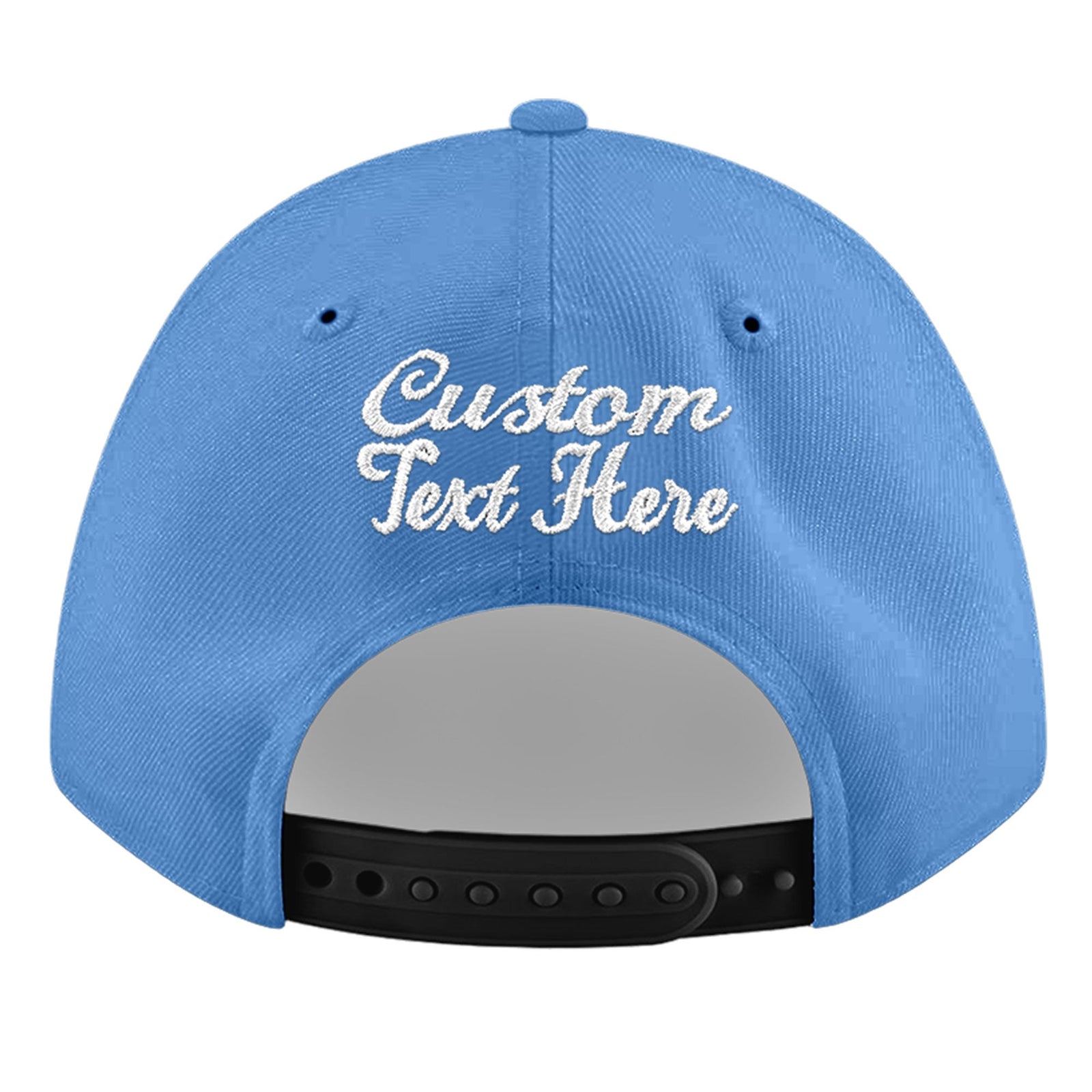 Custom Powder Blue 3D Puff Embroidery Flat Embroidery Casual Sport Baseball Cap