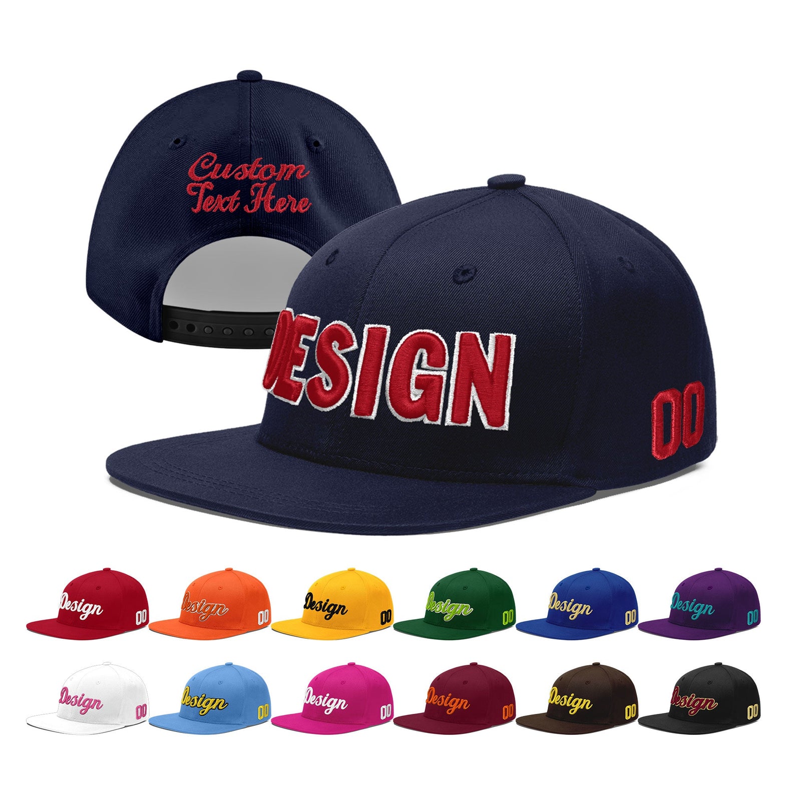 Custom Navy 3D Puff Embroidery Flat Embroidery Casual Sport Baseball Cap