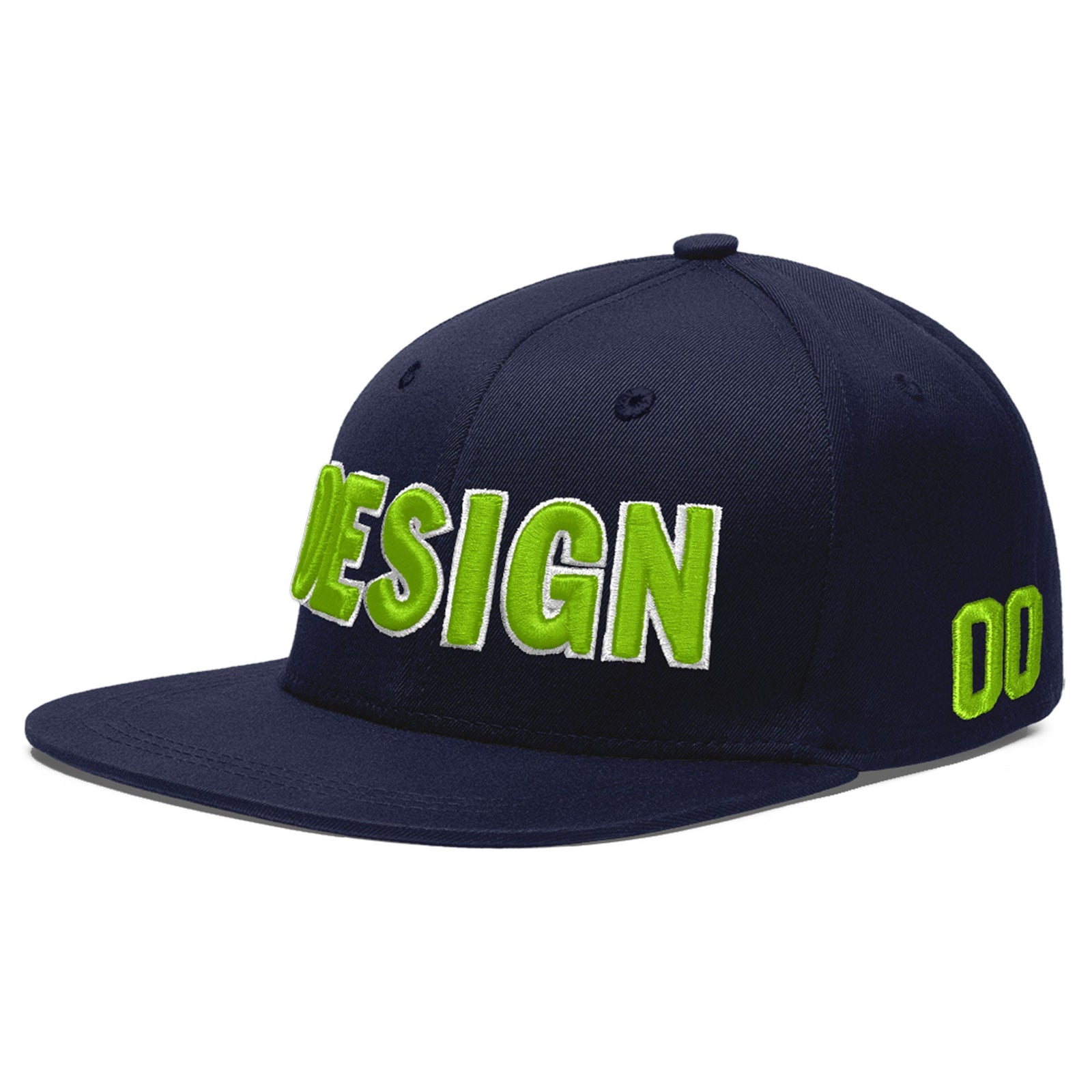 Custom Navy 3D Puff Embroidery Flat Embroidery Casual Sport Baseball Cap