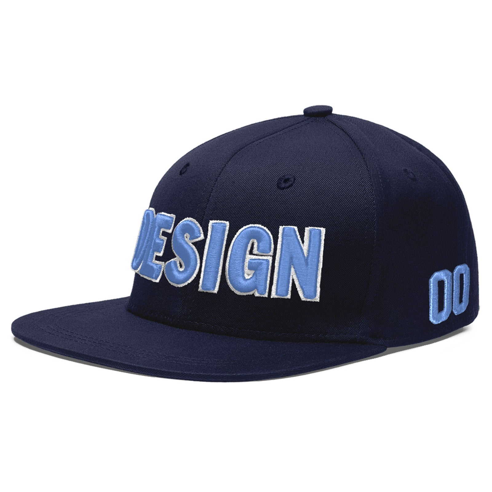 Custom Navy 3D Puff Embroidery Flat Embroidery Casual Sport Baseball Cap