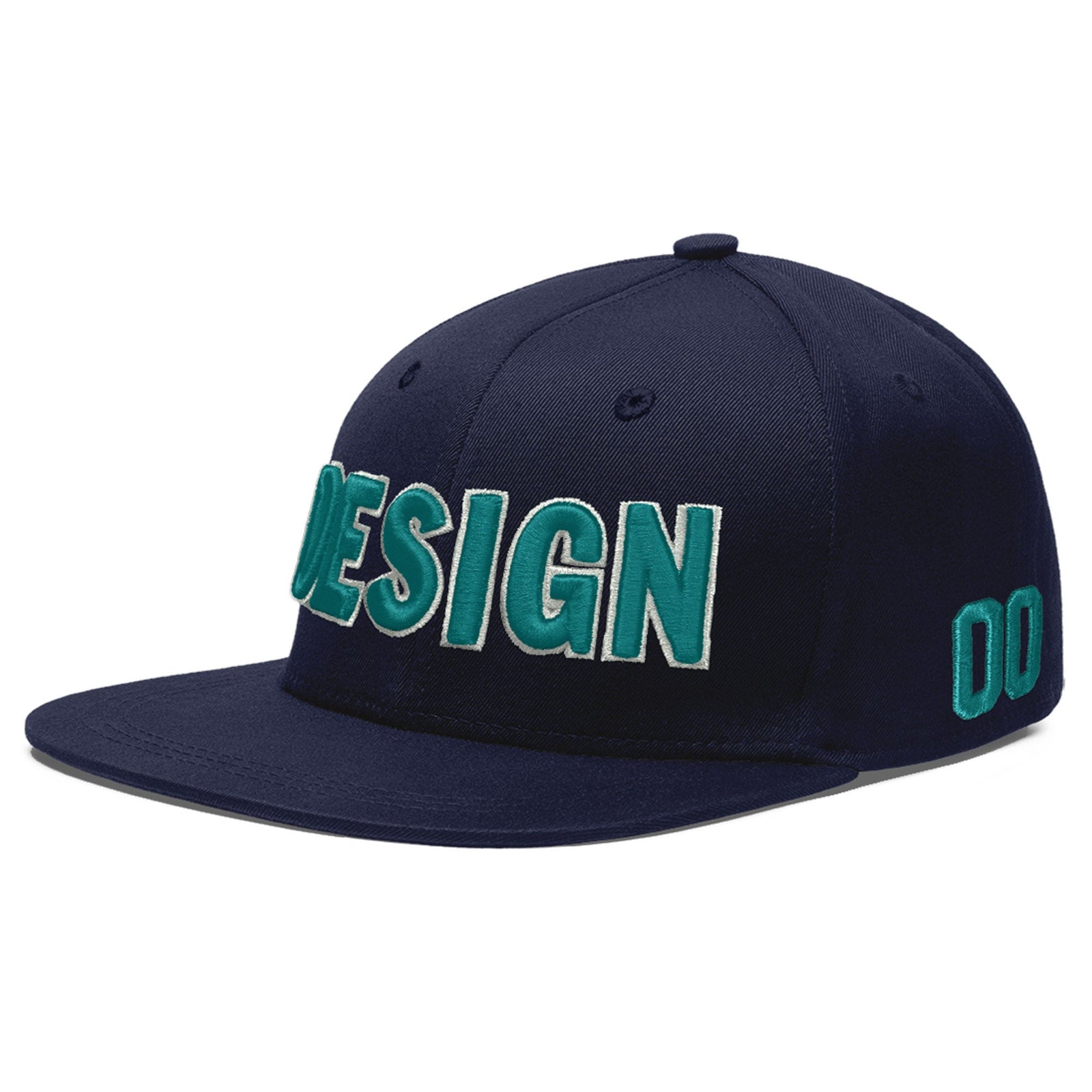 Custom Navy 3D Puff Embroidery Flat Embroidery Casual Sport Baseball Cap