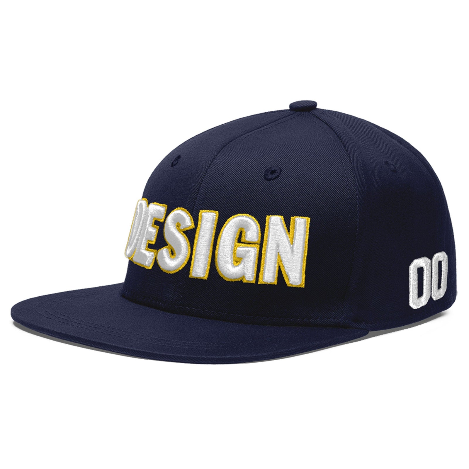 Custom Navy 3D Puff Embroidery Flat Embroidery Casual Sport Baseball Cap