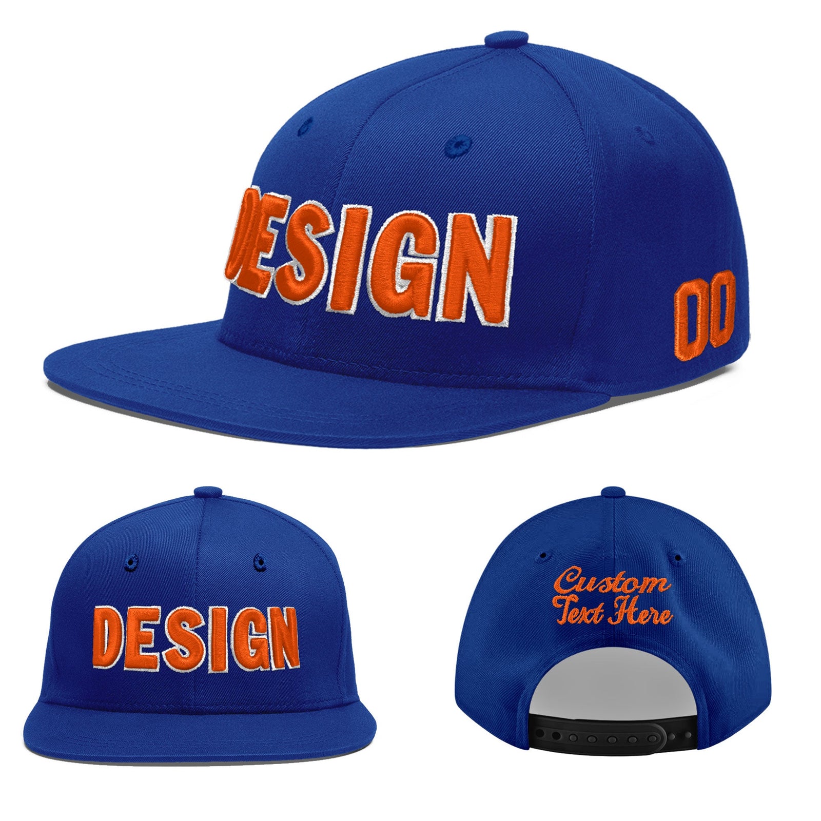 Custom Royal 3D Puff Embroidery Flat Embroidery Casual Sport Baseball Cap