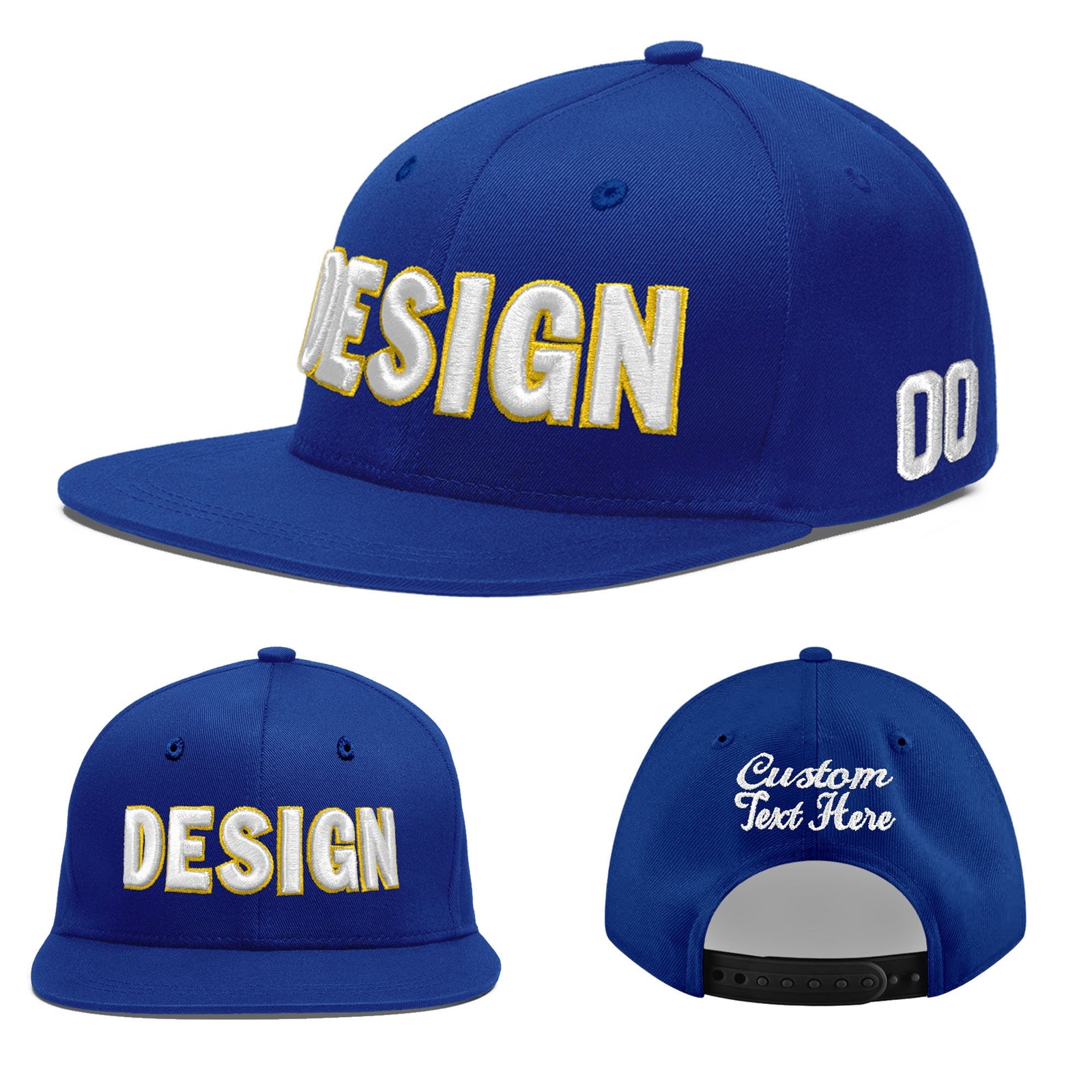 Custom Royal 3D Puff Embroidery Flat Embroidery Casual Sport Baseball Cap
