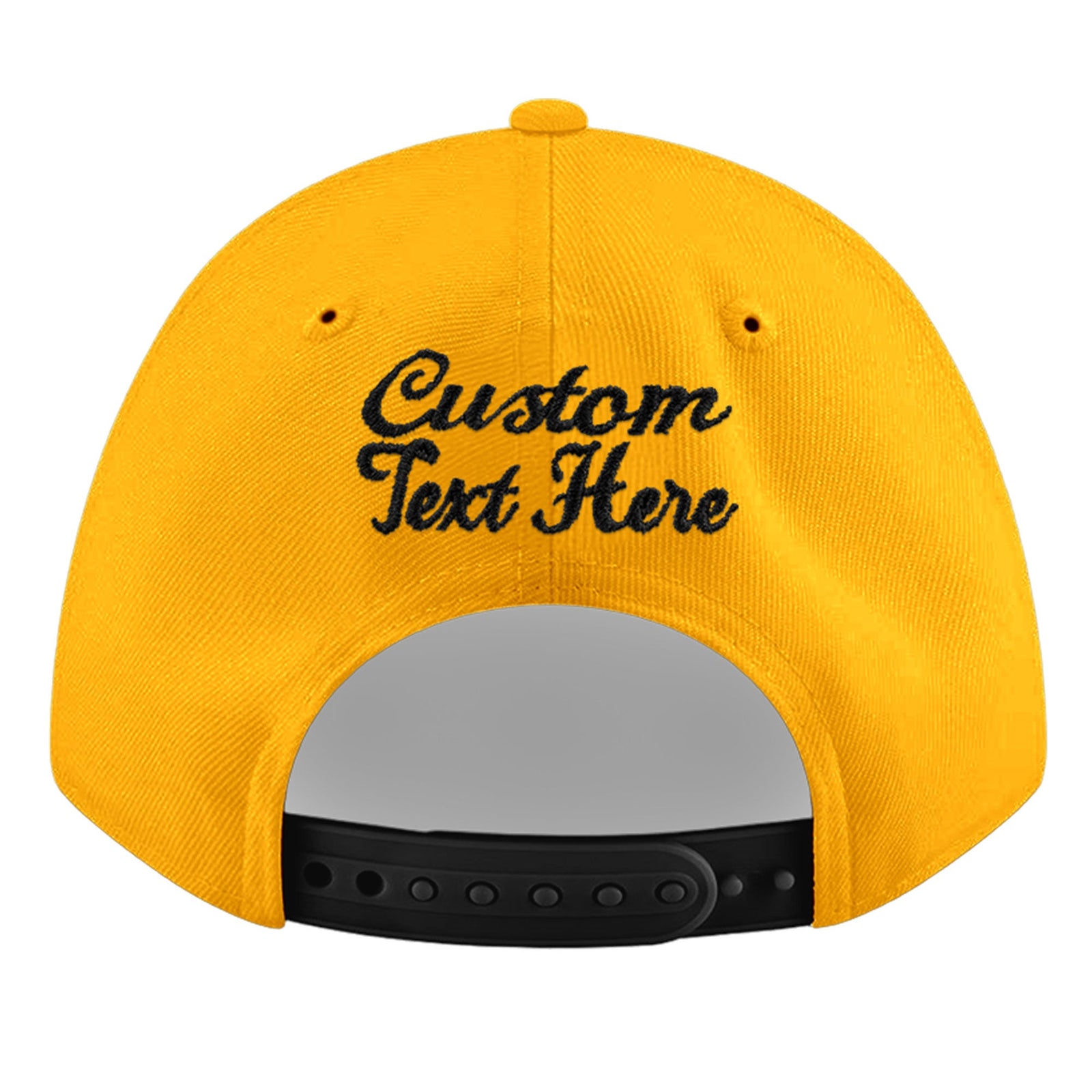 Custom Yellow 3D Puff Embroidery Flat Embroidery Casual Sport Baseball Cap