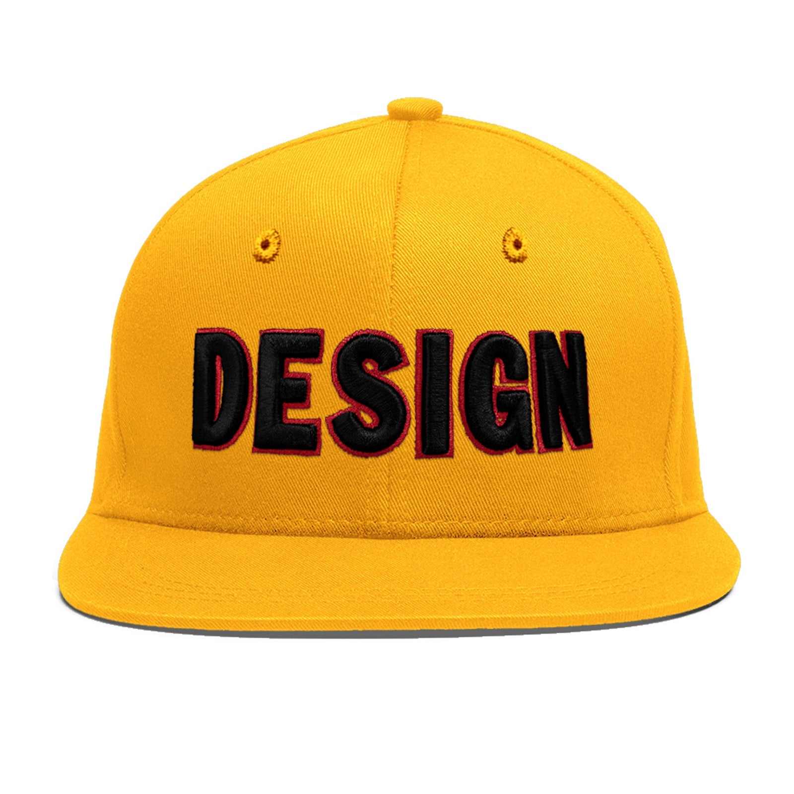 Custom Yellow 3D Puff Embroidery Flat Embroidery Casual Sport Baseball Cap