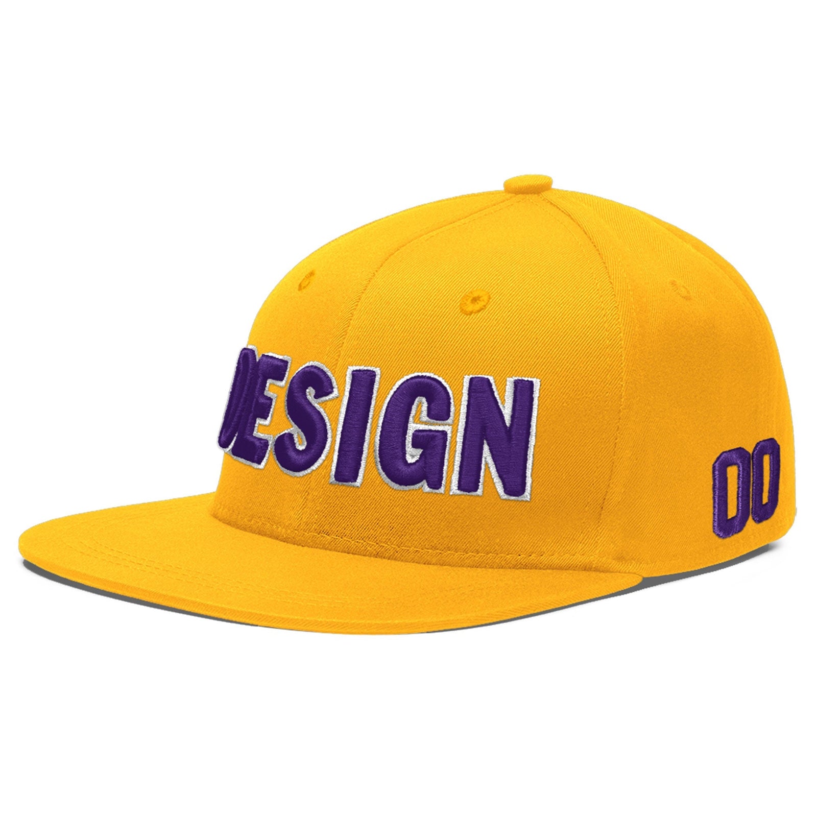 Custom Yellow 3D Puff Embroidery Flat Embroidery Casual Sport Baseball Cap