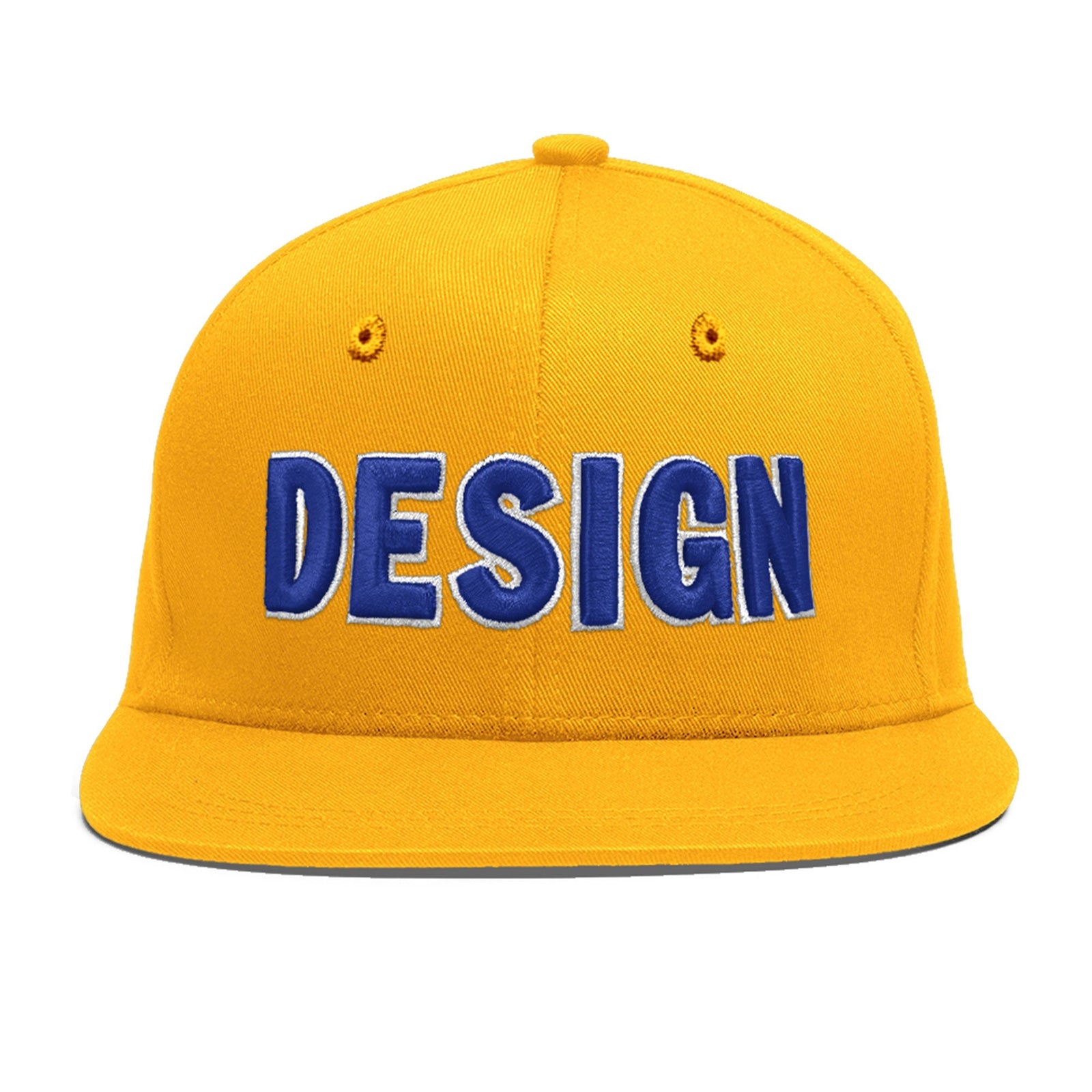 Custom Yellow 3D Puff Embroidery Flat Embroidery Casual Sport Baseball Cap