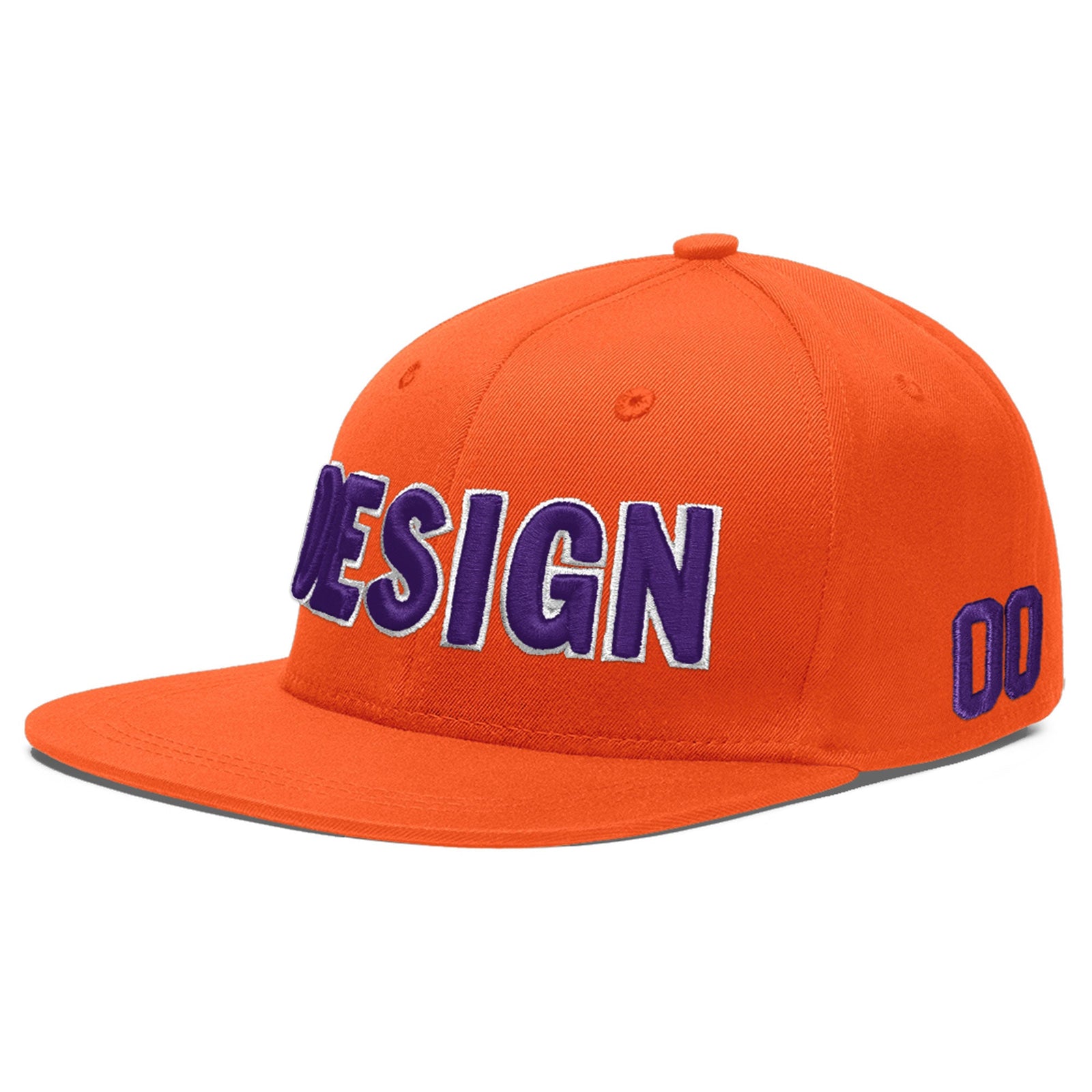 Custom Orange 3D Puff Embroidery Flat Embroidery Casual Sport Baseball Cap