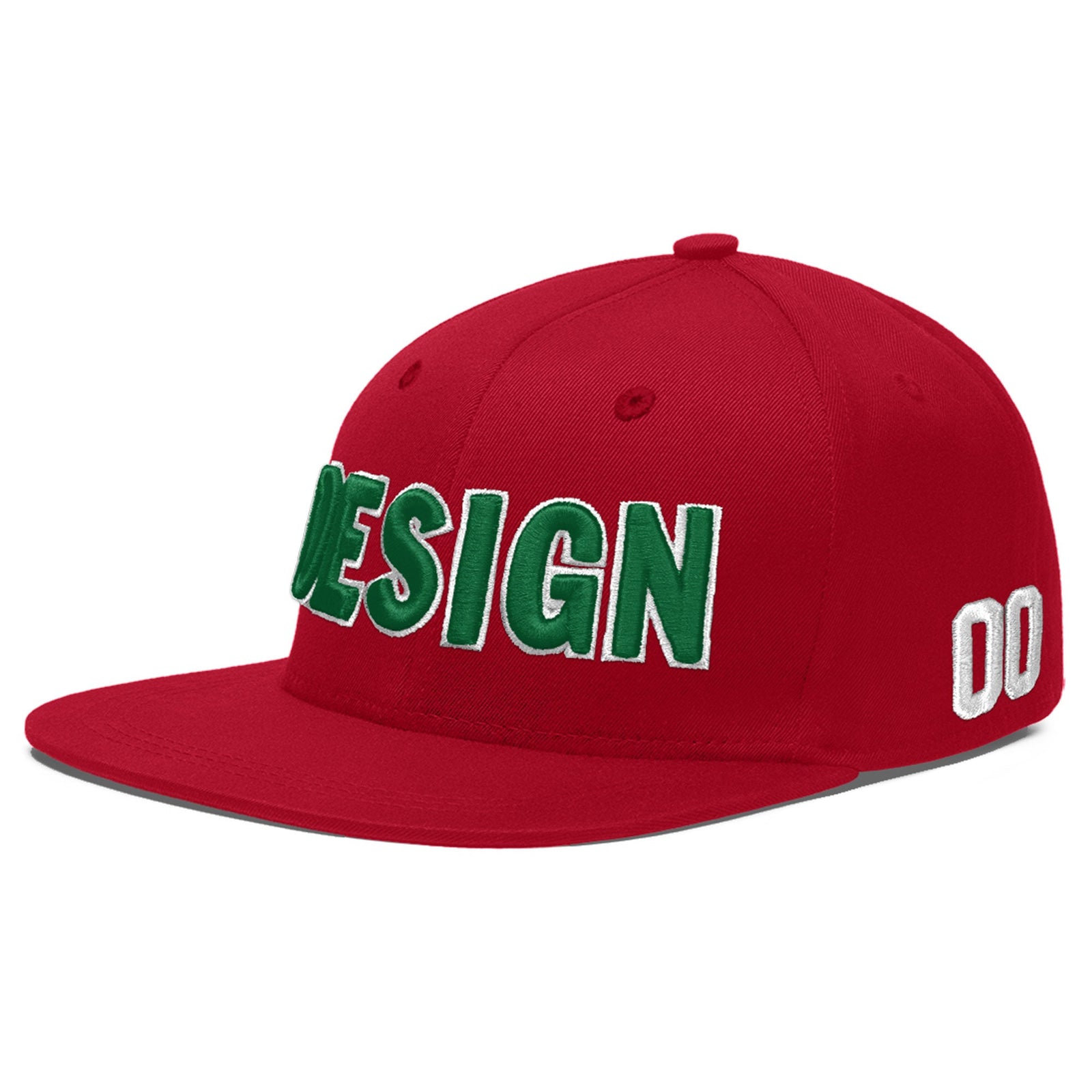 Custom Red 3D Puff Embroidery Flat Embroidery Casual Sport Baseball Cap